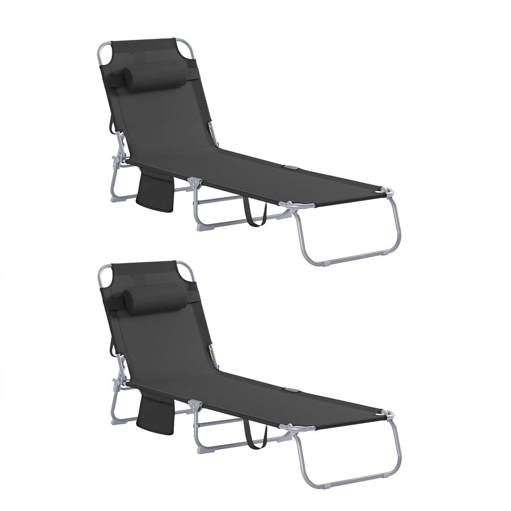 Sonnenliegen 2er-Set Schwarz 167x56x81cm Modern
