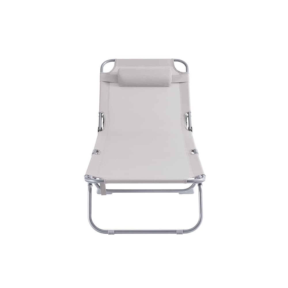 SoBuy Sonnenliege mit Kopfkissen und Seitentasche Beige 167x56x81cm Modern 