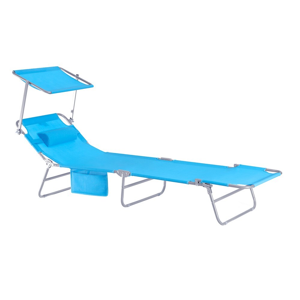 Klappbares Sonnenliegen-Set für 2 Personen Blau 215x72x90cm Modern