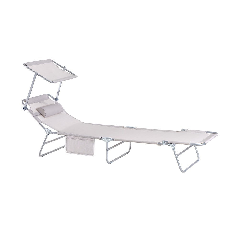 SoBuy Klappbares Sonnenliegen-Set f&uuml;r 2 Personen Beige 215x72x90cm Modern 