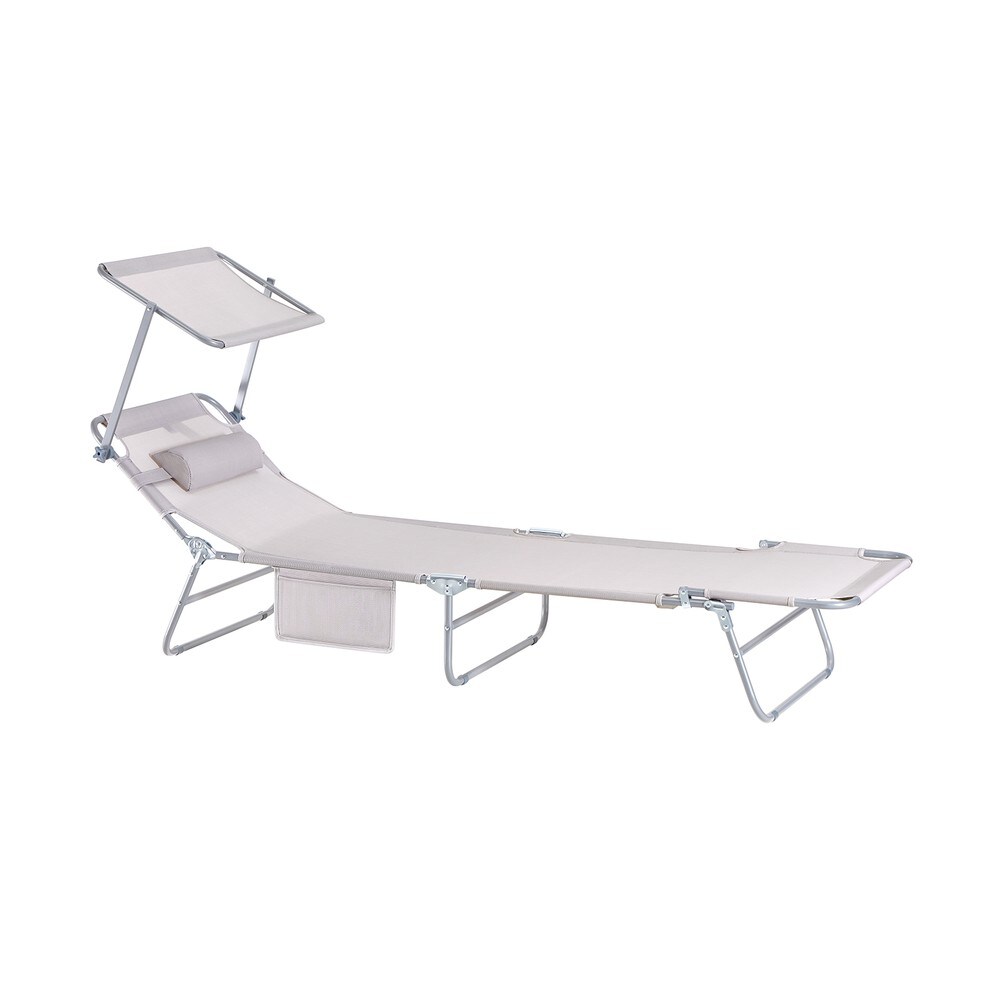 Klappbares Sonnenliegen-Set für 2 Personen Beige 215x72x90cm Modern
