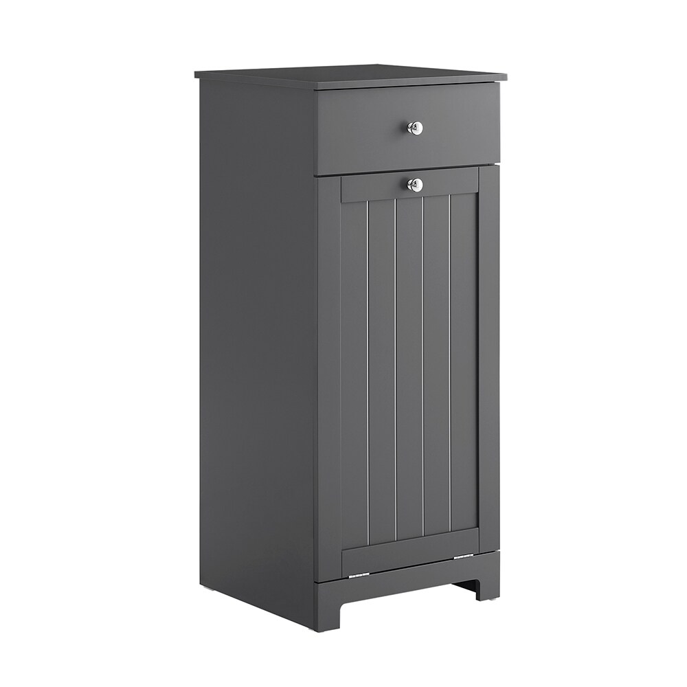 SoBuy | Meuble salle de bain gris foncé avec panier à linge | Meuble de salle de bain avec une porte | Meuble de salle de bain à 1 tiroir | 40.0x38.0x90.0 cm | Capacité de charge 20 kg | BZR21-II-DG