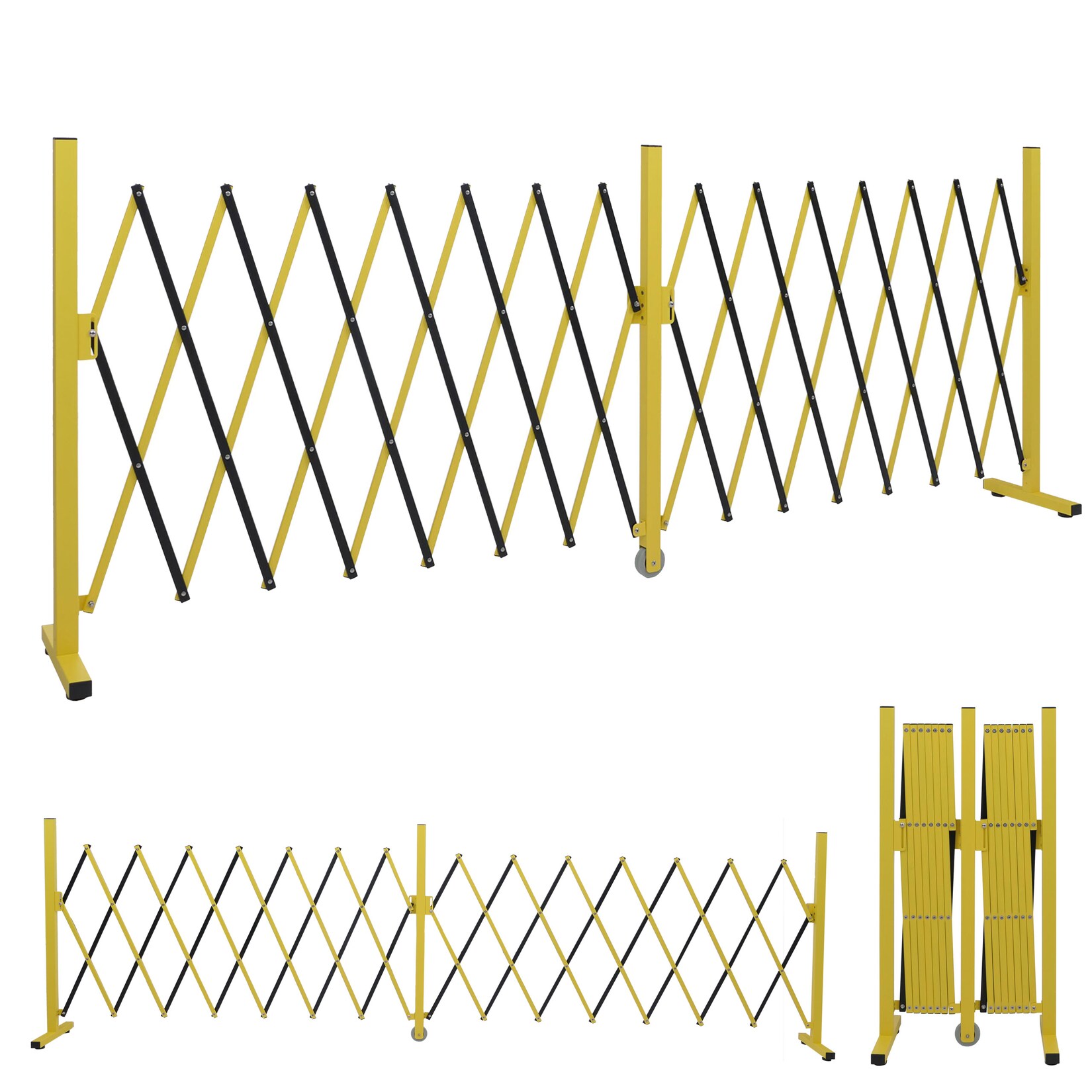 Alu Absperrgitter -B34, Scherengitter Zaun Schutzgitter ausziehbar, 103x52-400cm ~ gelb-schwarz