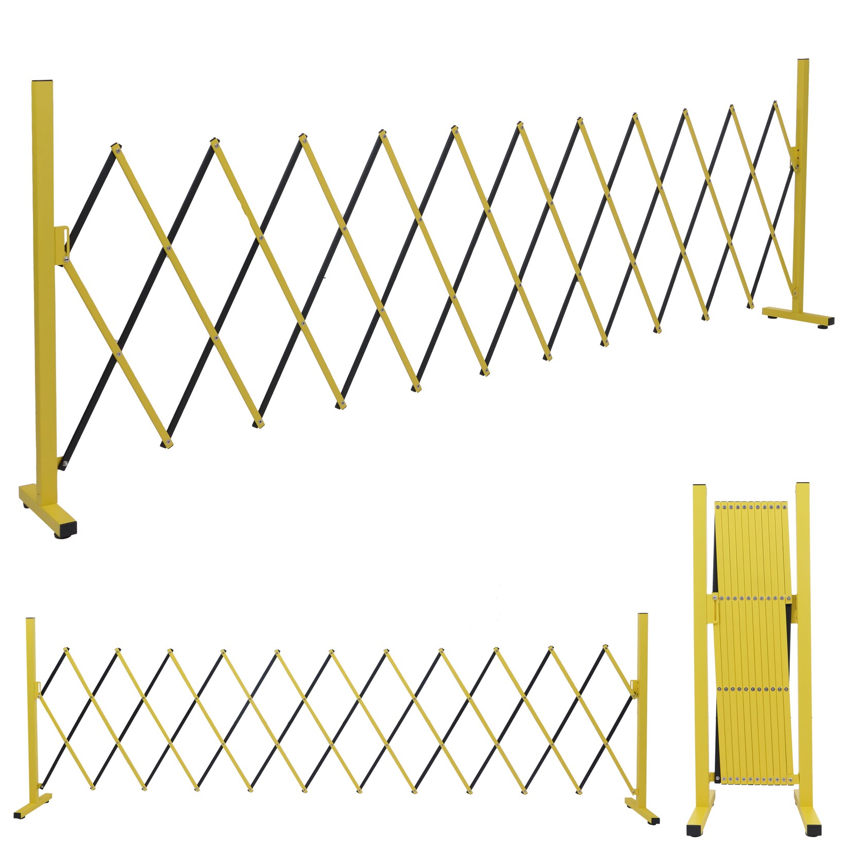 Alu Absperrgitter -B34, Scherengitter Zaun Schutzgitter ausziehbar, 103x35-300cm ~ gelb-schwarz