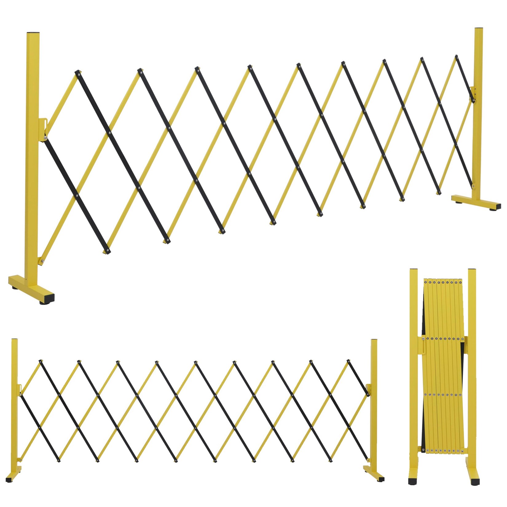 Alu Absperrgitter -B34, Scherengitter Zaun Schutzgitter ausziehbar, 103x32-265cm ~ gelb-schwarz