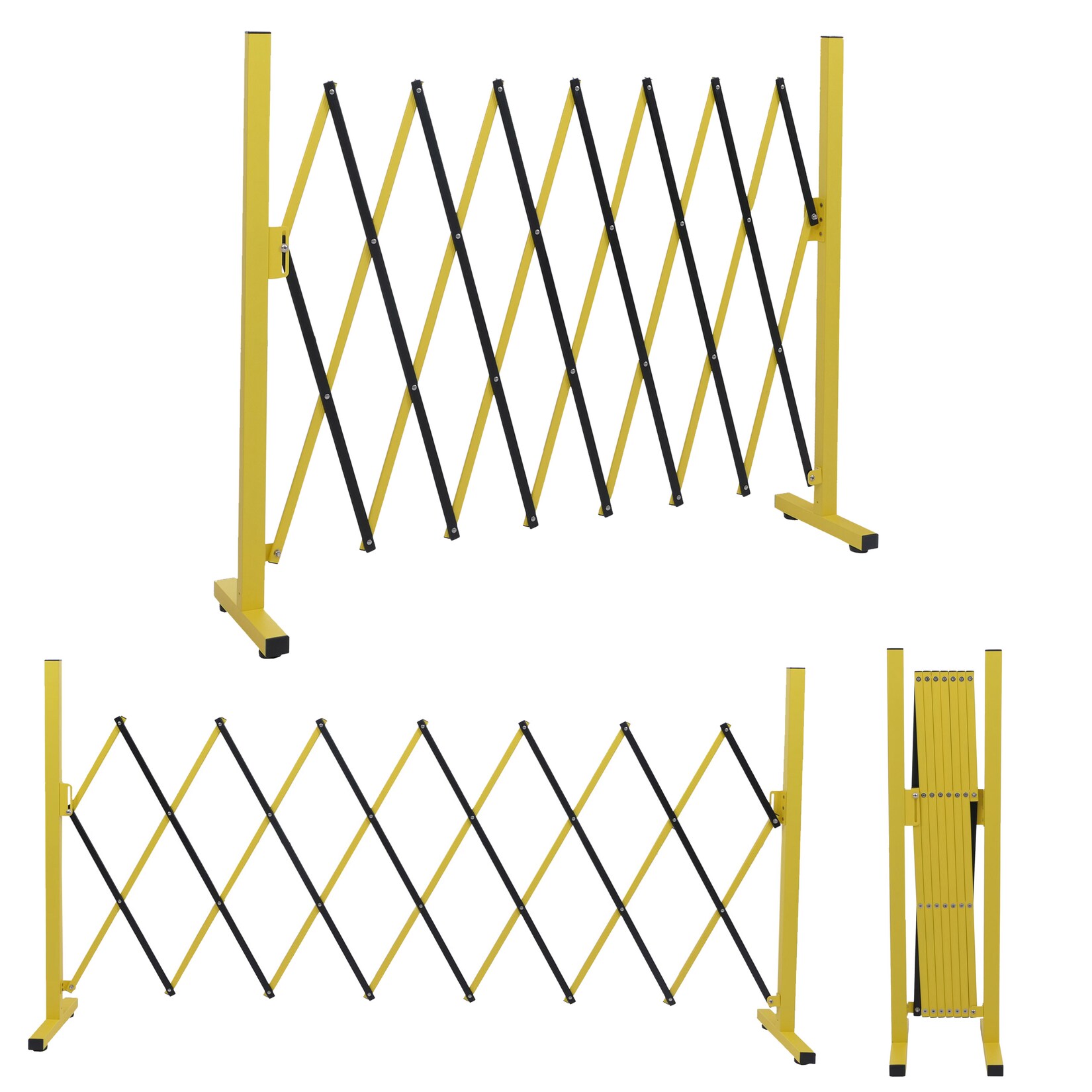 Alu Absperrgitter -B34, Scherengitter Zaun Schutzgitter ausziehbar, 103x28-200cm ~ gelb-schwarz