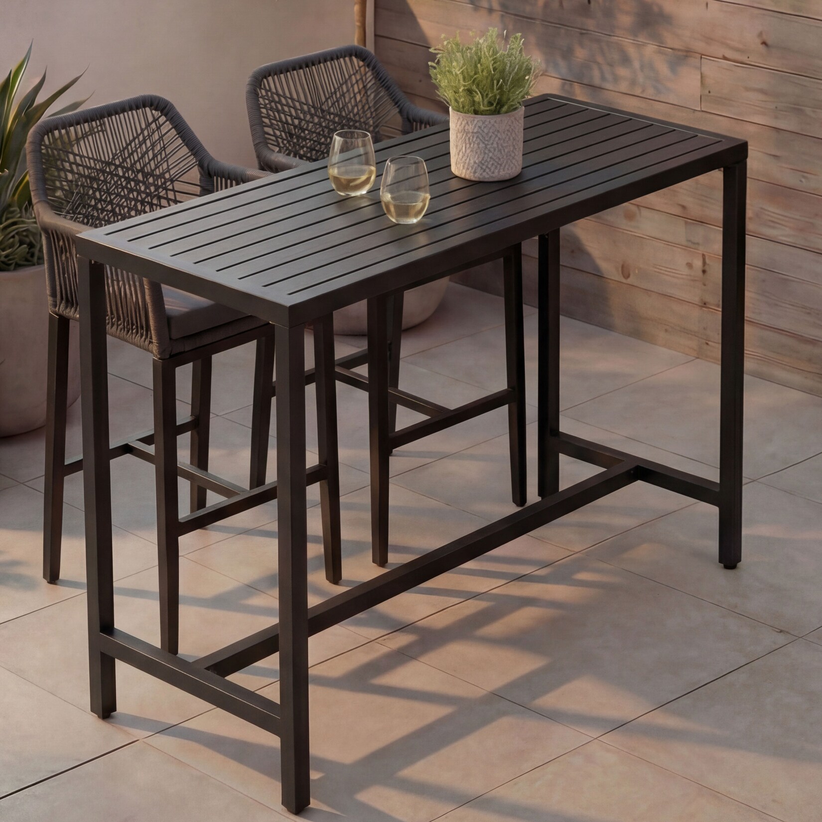 Stehtisch -P91, Gartentisch Bartisch Tisch, Outdoor Metall 105x130x65cm ~ anthrazit
