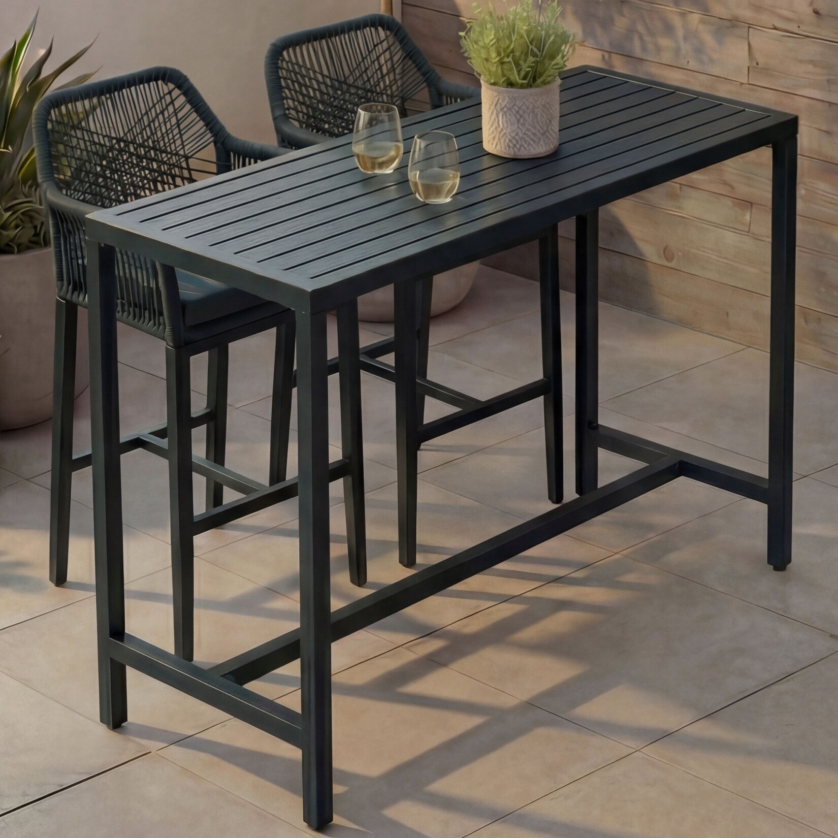 Stehtisch -P91, Gartentisch Bartisch Tisch, Outdoor Metall 105x130x65cm ~ grün