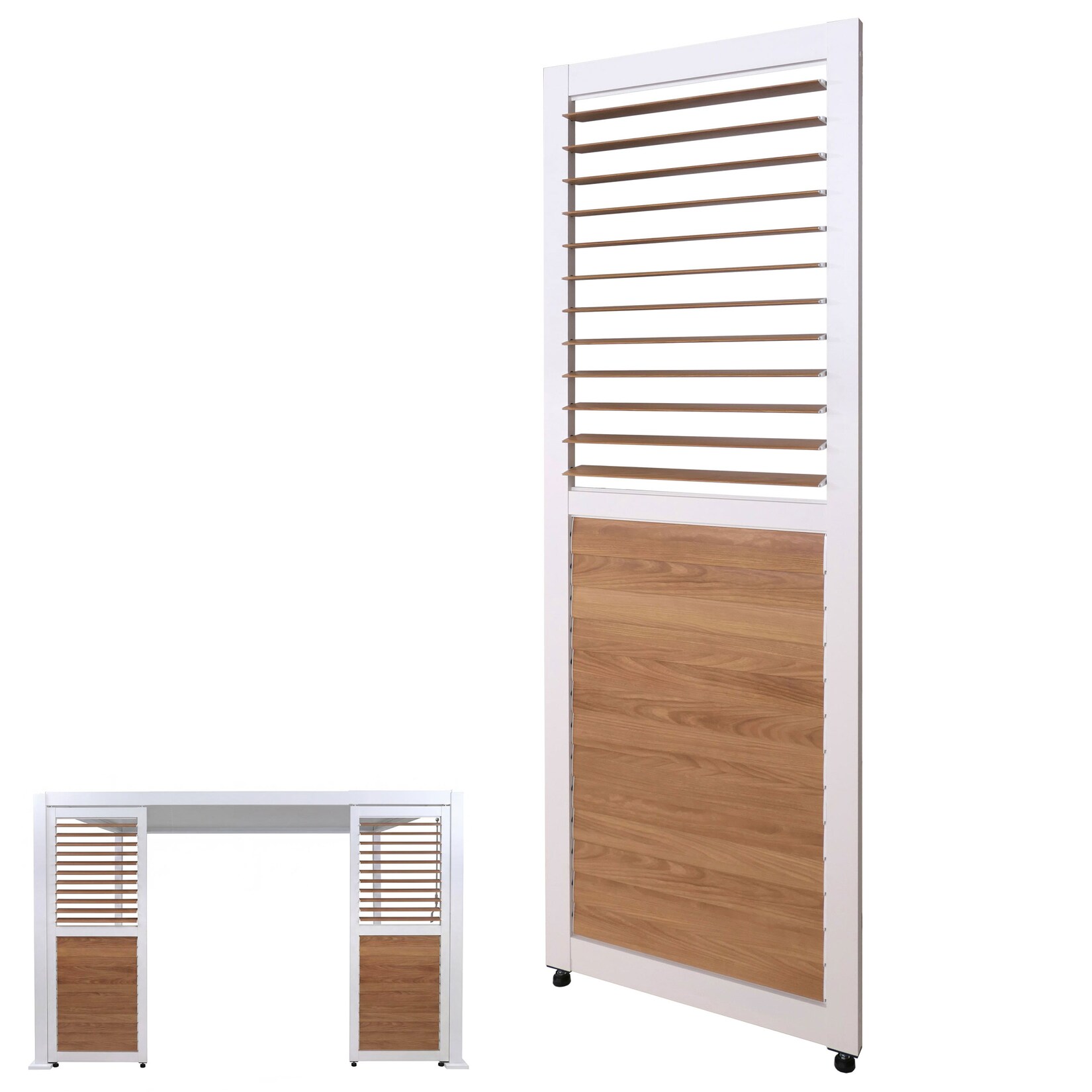 Lamellenwand für Pergola -P65, Lamellenpaneel Modul Paneel Seitenwand, Aluminium 220x68cm Holzoptik ~ weiß