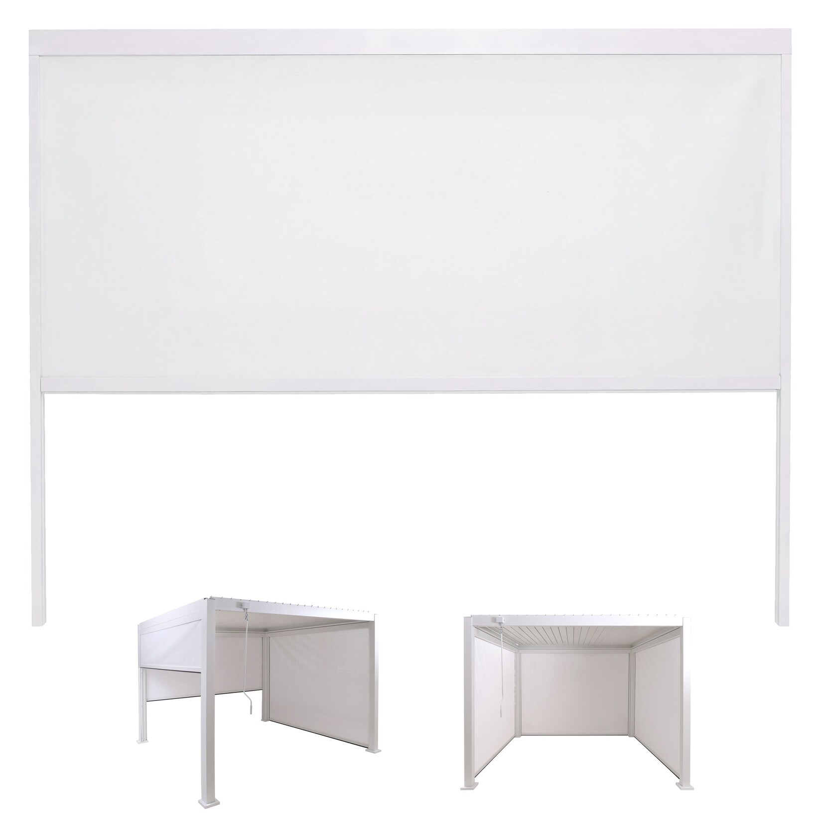 Seitenwand für Pergola -P65, Pavillon Rollo Ersatzseitenwand, Sichtschutz Stoff/Textil sturmfest 3x3m ~ weiß