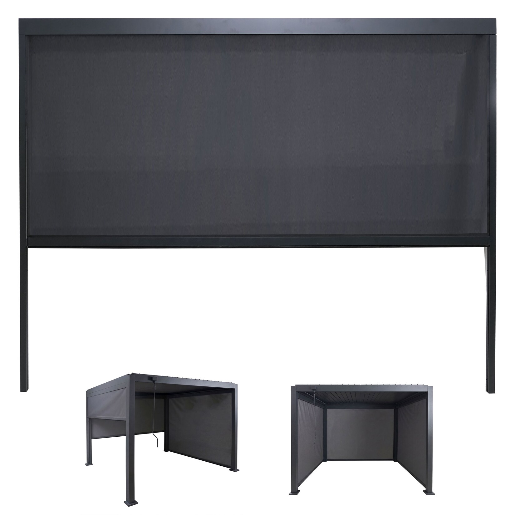 Seitenwand für Pergola -P65, Pavillon Rollo Ersatzseitenwand, Sichtschutz Stoff/Textil sturmfest 3x3m ~ anthrazit