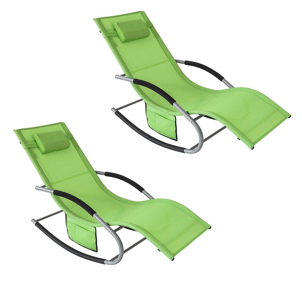 Schaukelstuhl-Gartenset für 2 Personen Grün 150x63x87cm Modern