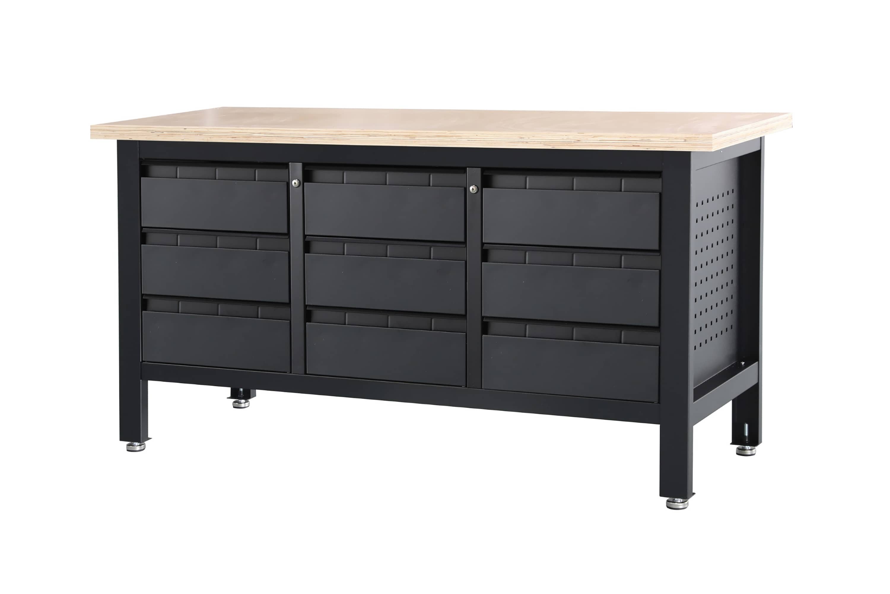 Feistos Werbank Heros 4 mit Schubladen schwarz | 60x169x86cm 