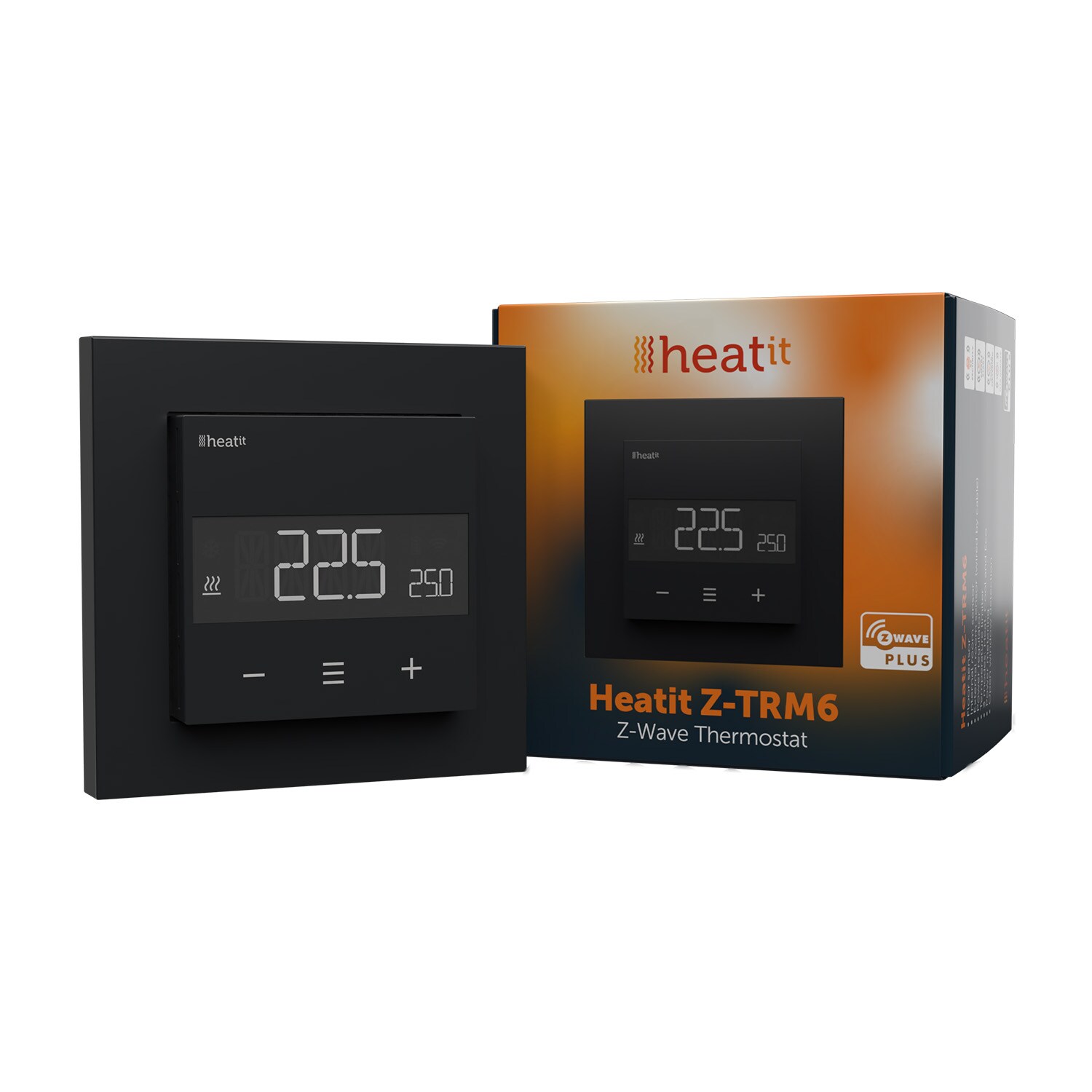 Heatit Z-TRM6 Thermostat Z-Wave 800er Serie (Schwarz Matt) 