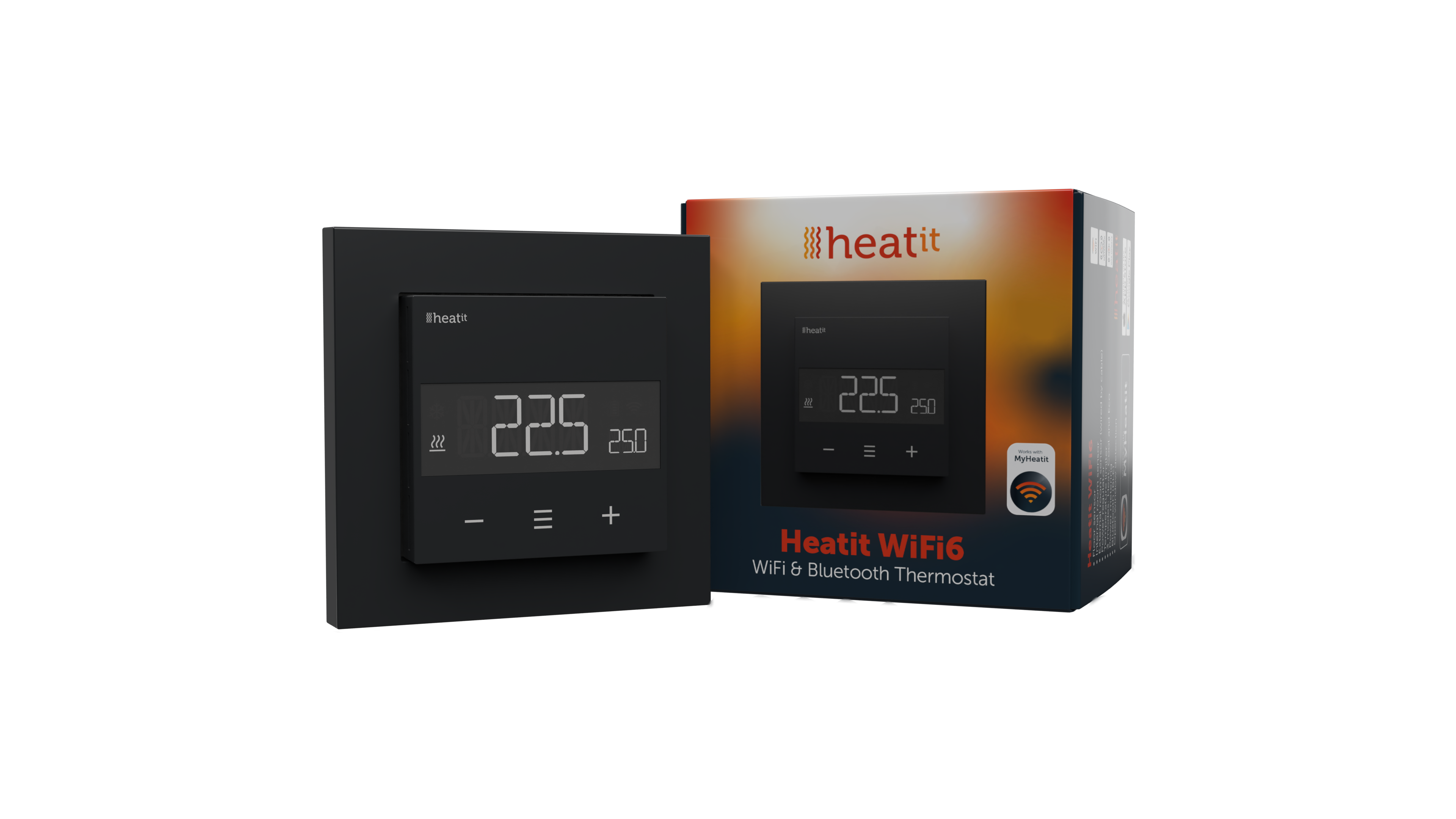 Heatit WiFi6 Thermostat (Schwarz Matt) 
