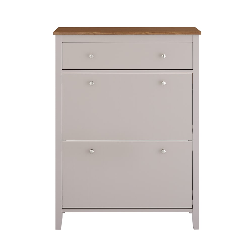 SoBuy Schuhschrank mit 3 T&uuml;ren Hellgrau 80x25x108cm Modern 