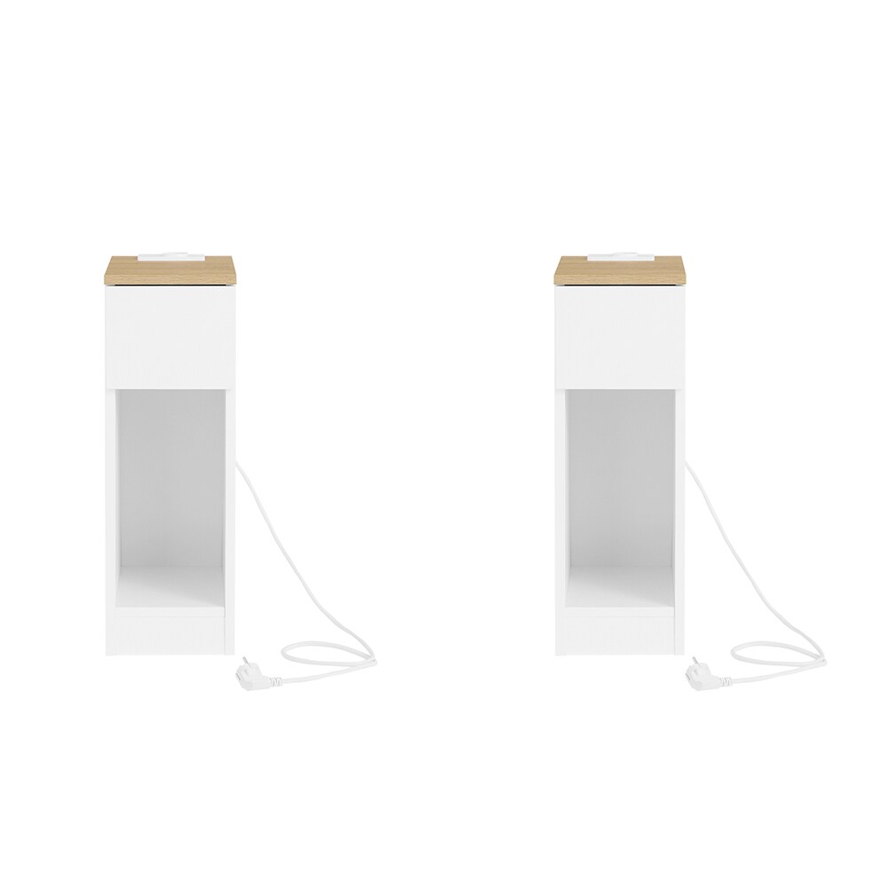 SoBuy Nachttisch mit 1 Schublade Wei&szlig; 35x20x60cm Minimalistisch 