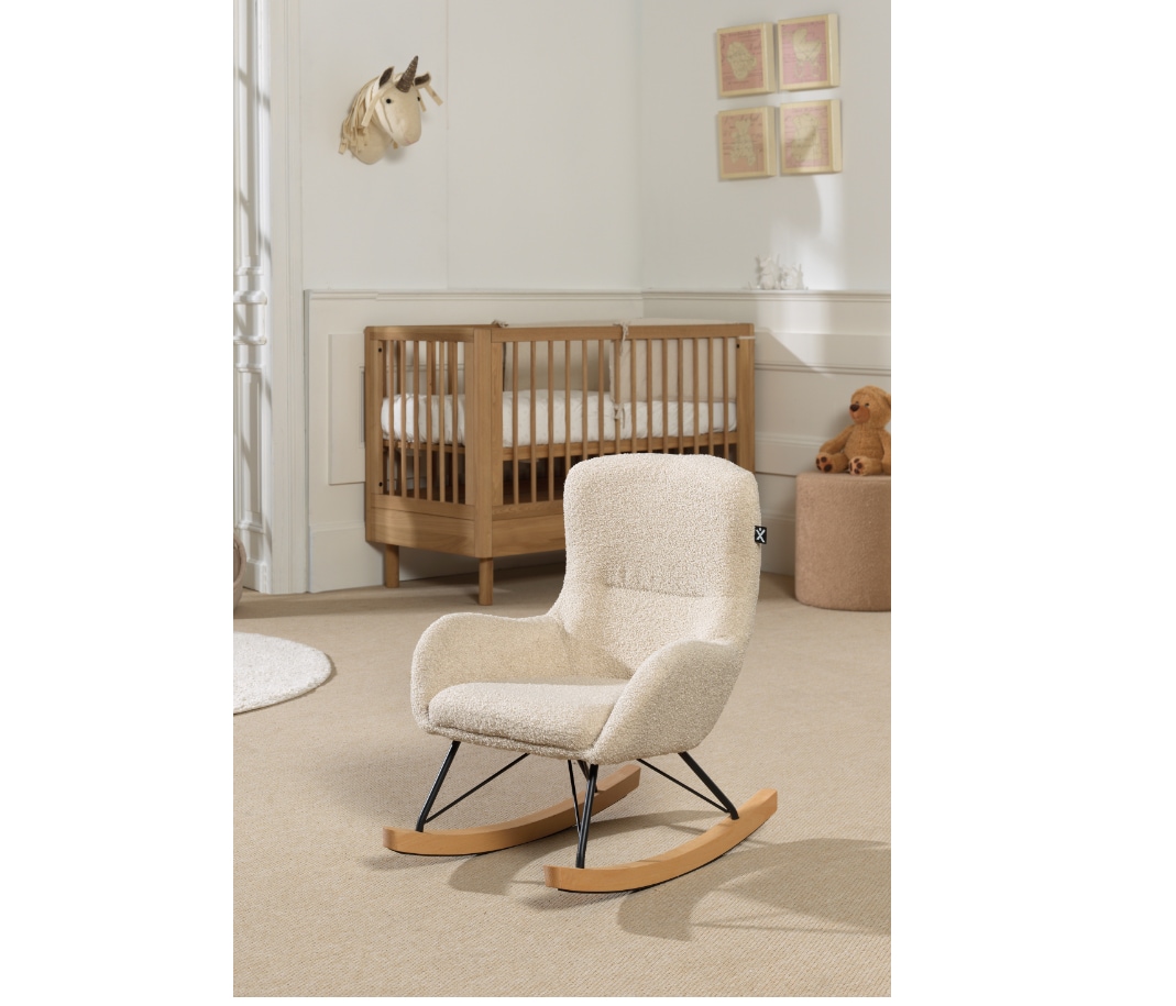 Kinder-Schaukelstuhl, Bezug Boucl&eacute; Beige 