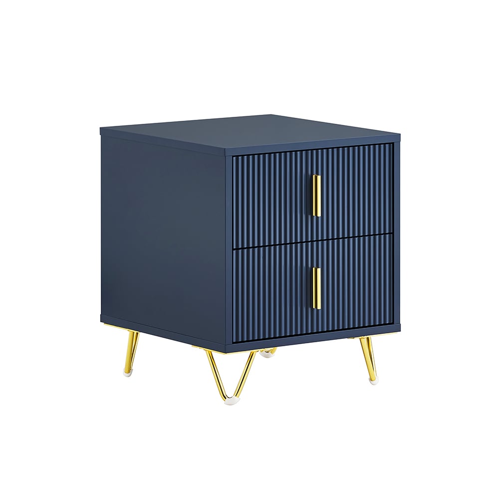 SoBuy Nachttisch mit 2 Schubladen Dunkelblau 40x36x47cm Modern 