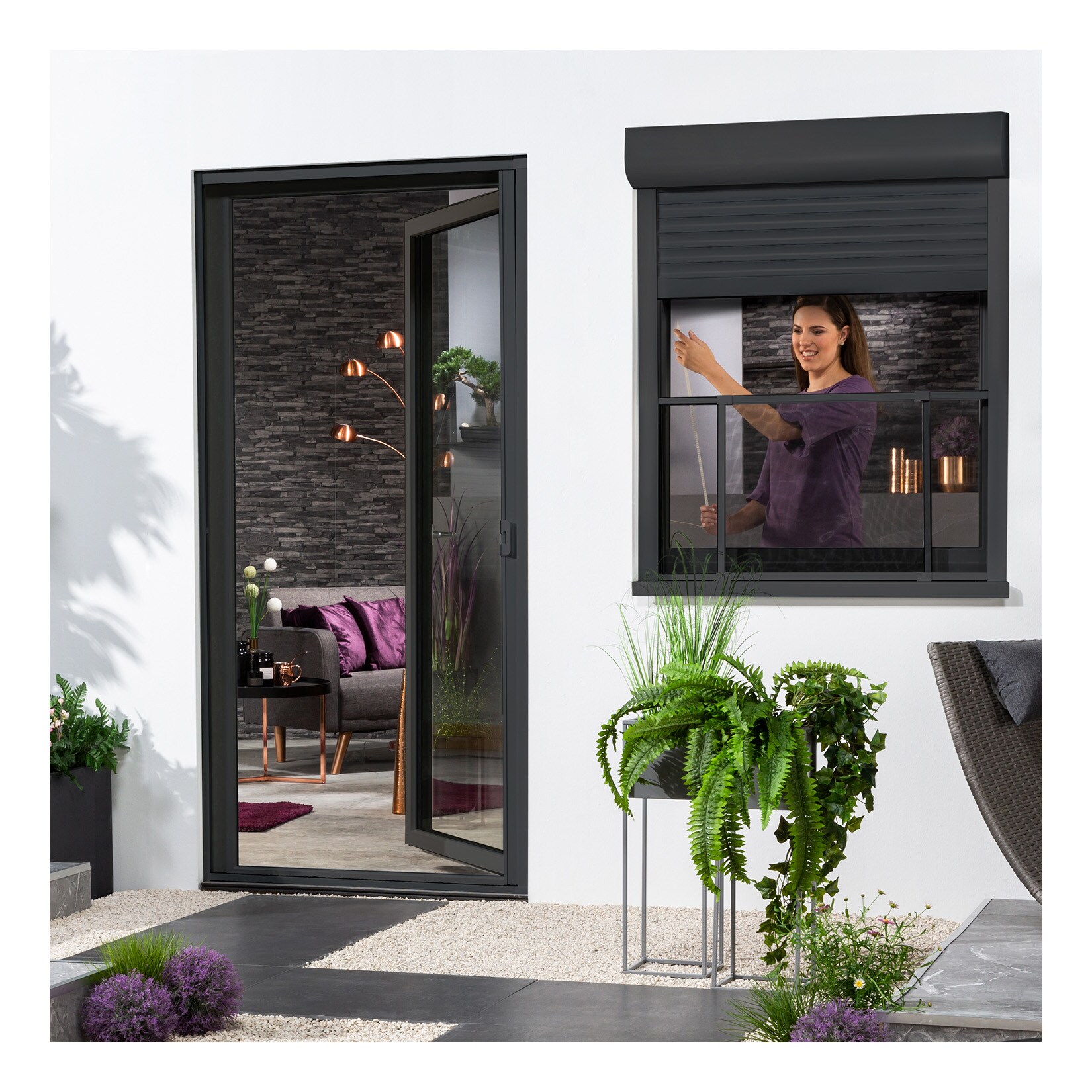 Alu-Schiebefenster "COMFY SLIDE XL", 75x100 cm in Anthrazit