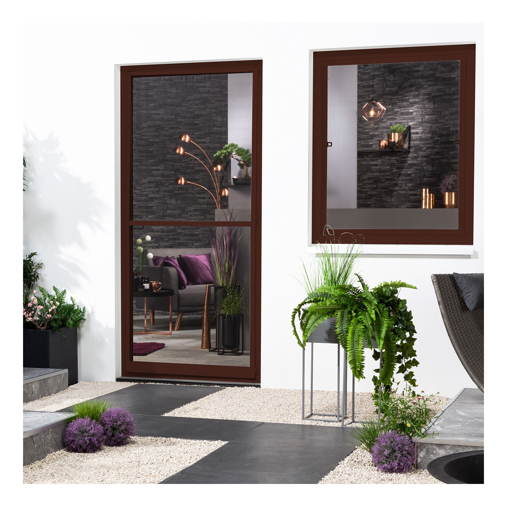 Fensterbausatz flächenbündig "COMPACT" 100x120 cm in Braun