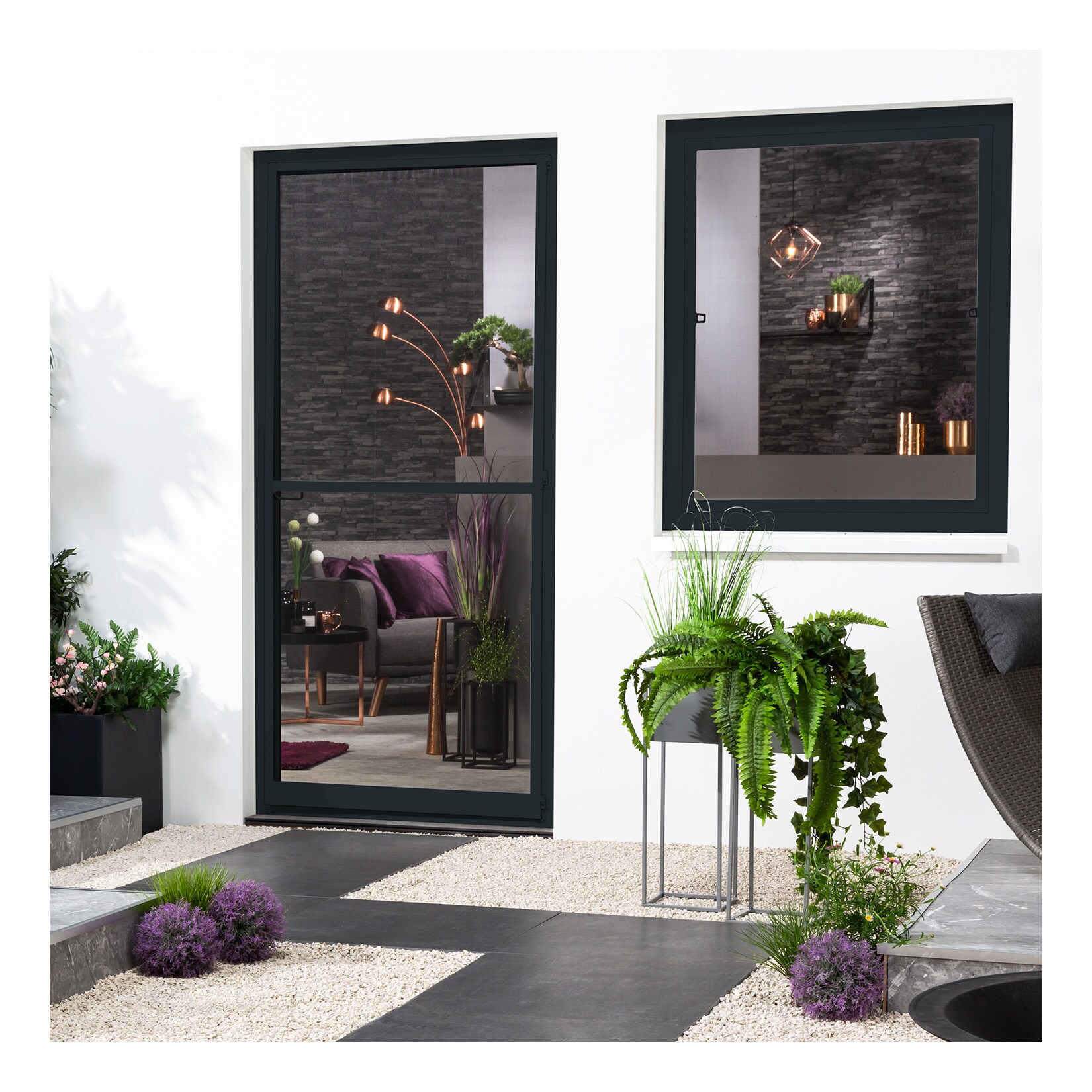 Fensterbausatz fl&auml;chenb&uuml;ndig "COMPACT" 130x150 cm in Anthrazit 