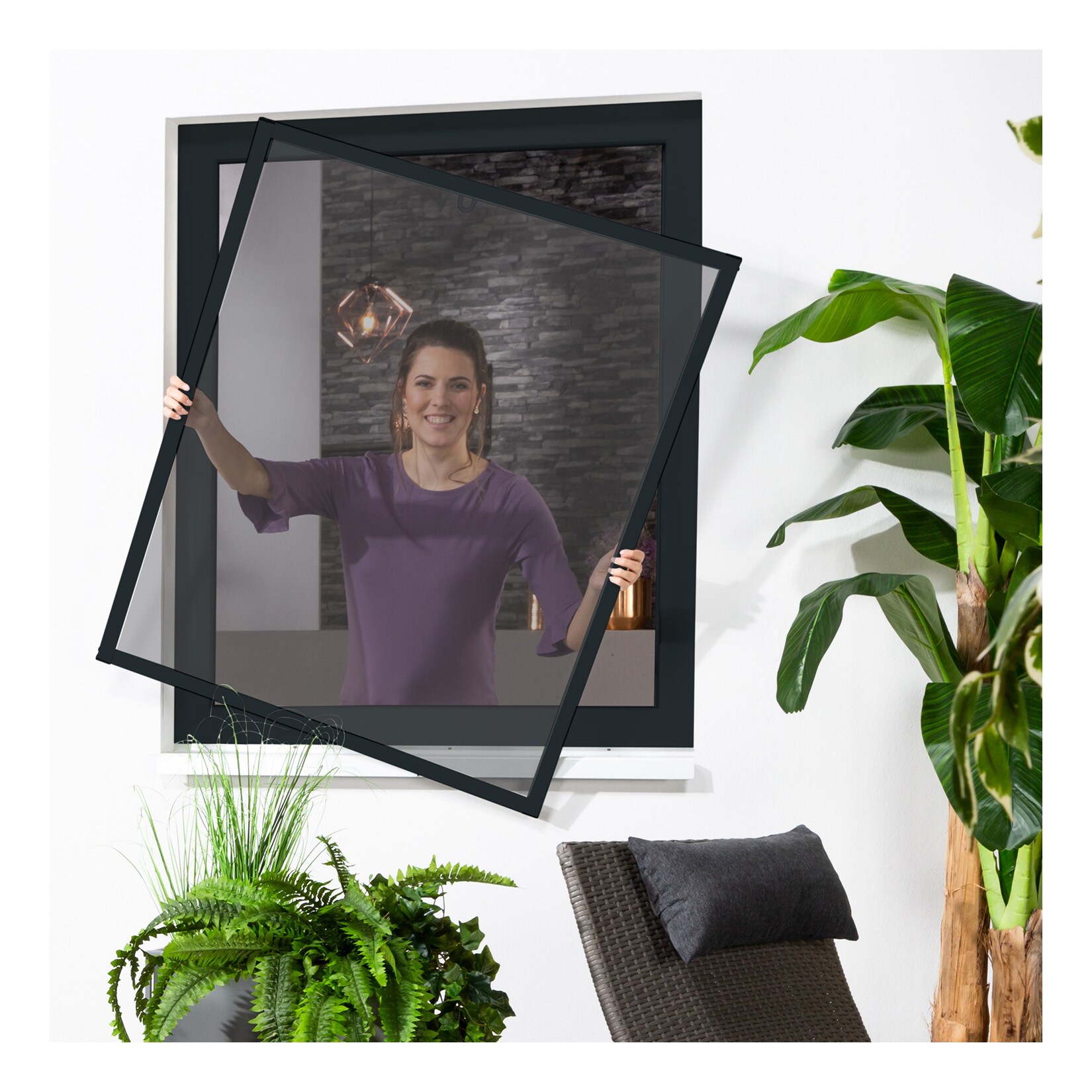 Fensterbausatz "MASTER SLIM" 100x120 cm in Anthrazit mit Pollenschutz
