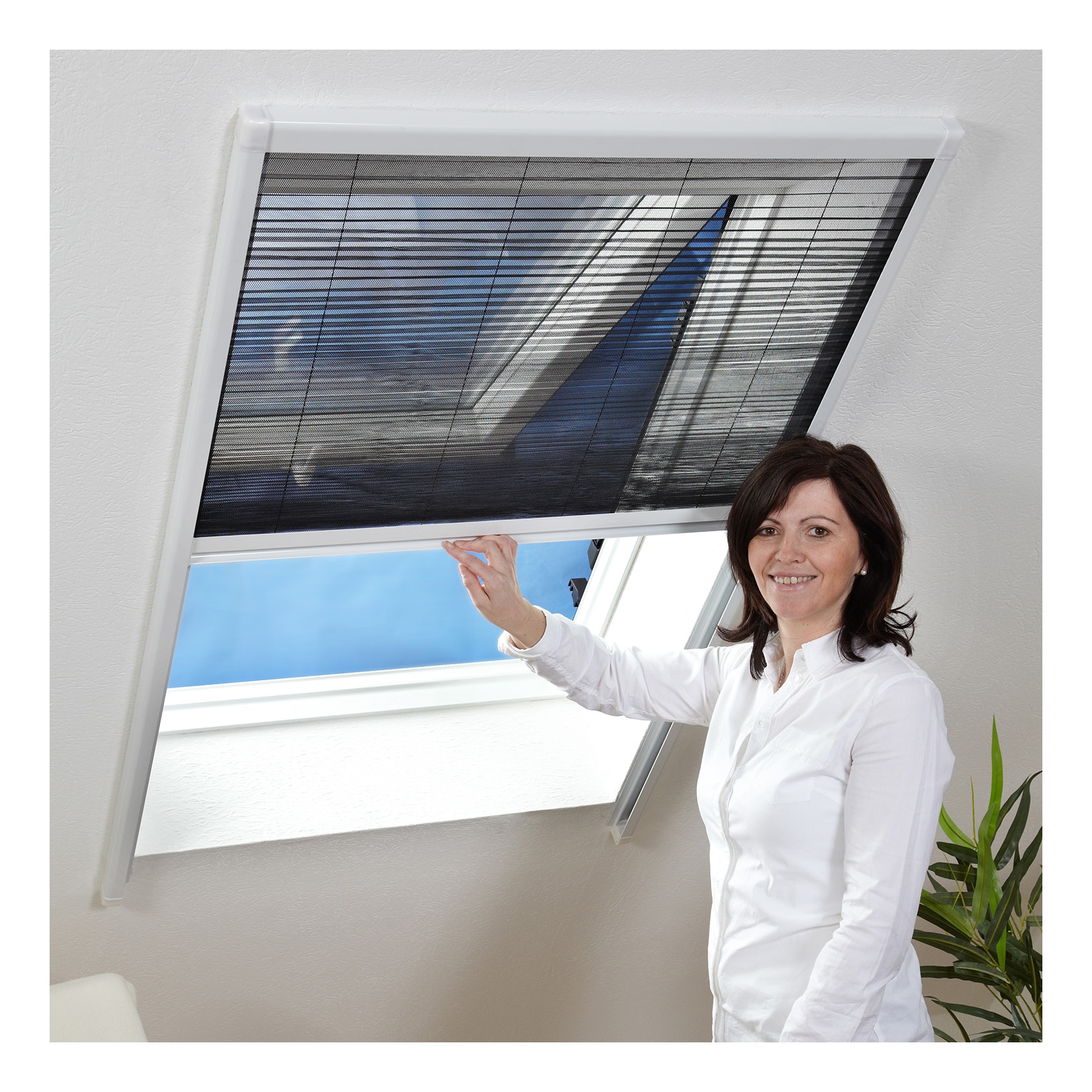 Insektenschutz-Dachfenster-Plissee 80x160 cm in Wei&szlig; 