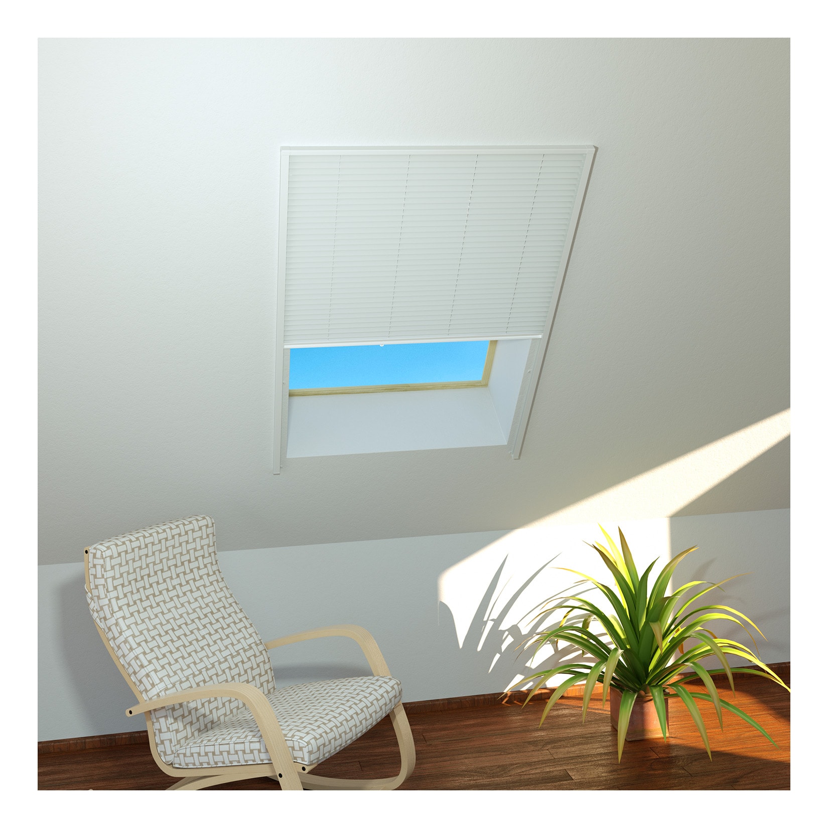 Sonnenschutz-Dachfenster-Plissee 110x160 cm in Wei&szlig; 