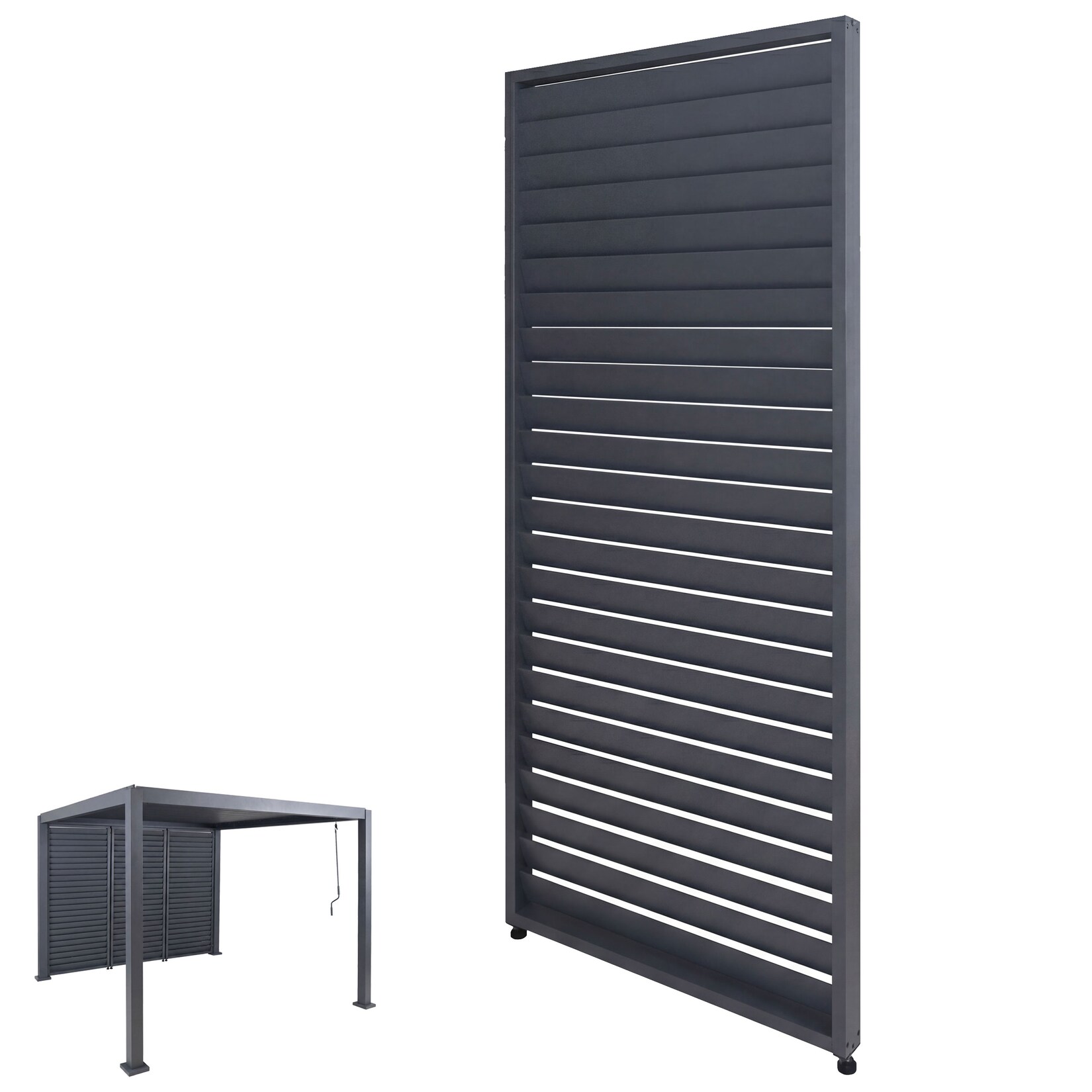 Lamellenwand für Pergola -P65, Lamellenpaneel Modul Paneel Seitenwand, Aluminium 220x90cm ~ anthrazit