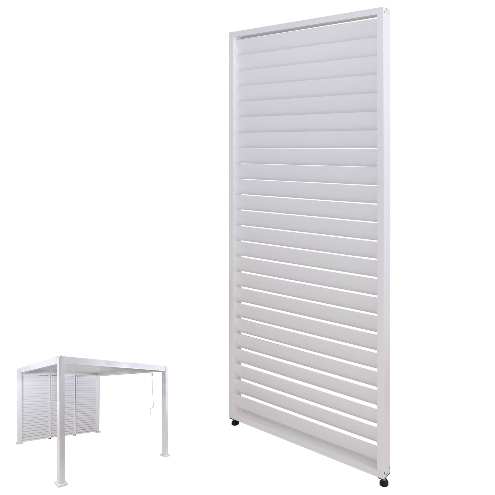 Lamellenwand für Pergola -P65, Lamellenpaneel Modul Paneel Seitenwand, Aluminium 220x90cm ~ weiß