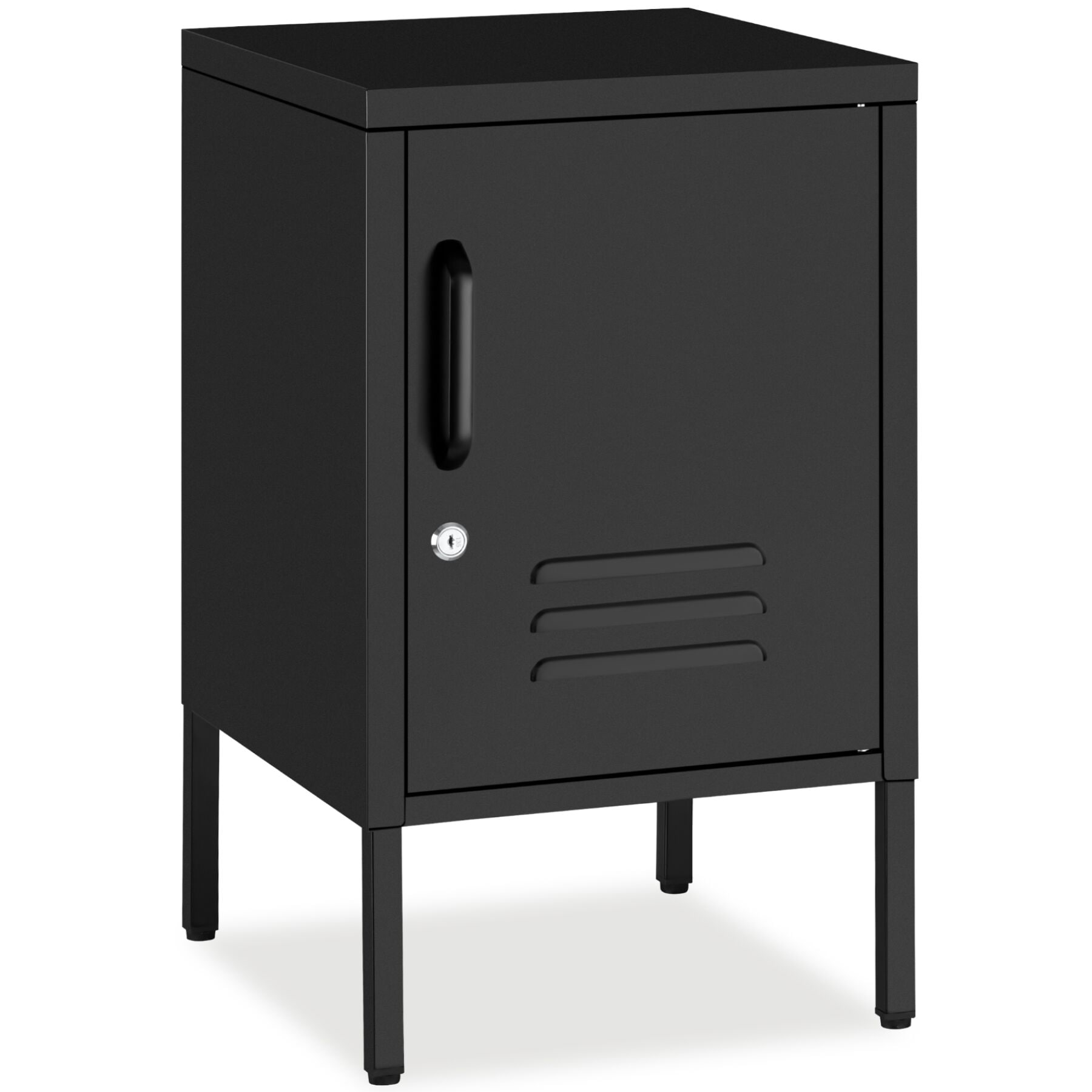 tectake&reg; Nachttisch, abschlie&szlig;bare T&uuml;r mit Magnetverschluss, pulverbeschichteter Stahl, Kippschutz, h&ouml;henverstellbare F&uuml;&szlig;e 