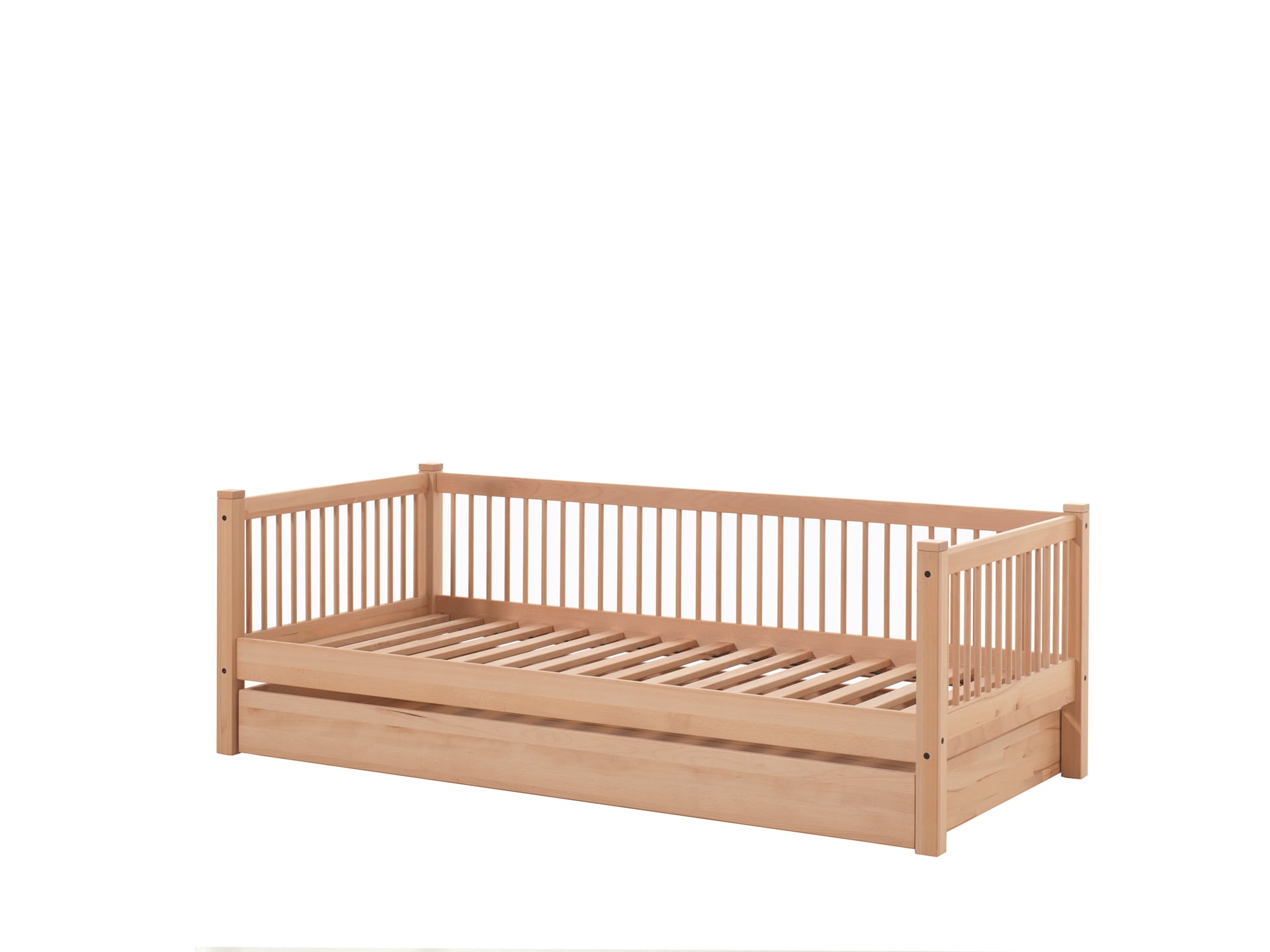 FAGUS Day-Bett mit Liegefl&auml;che 90 x 200 cm, inkl. Lattenrost und Bettschublade, Ausf. Buche massiv natur 