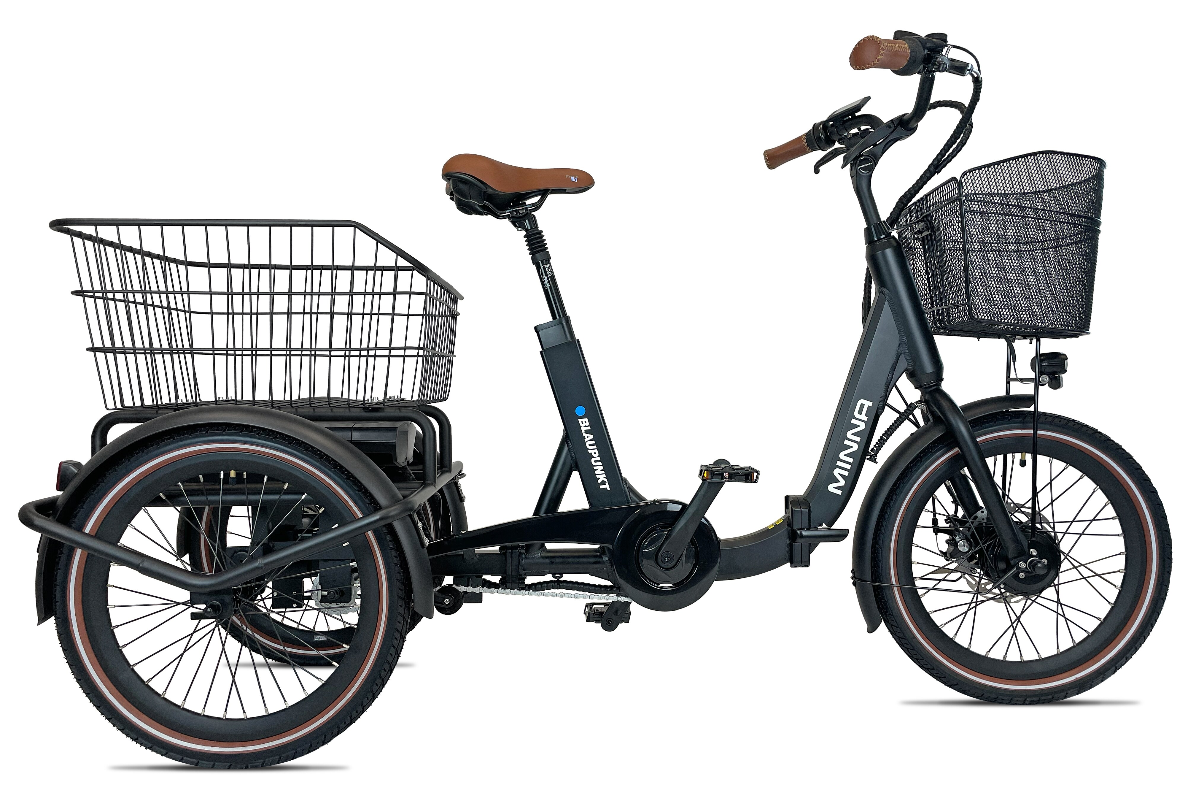 Blaupunkt Minna  Falt E Trike, 3 Gang Nabenschaltung und Lenkhilfe-Schwenkmechanismus 