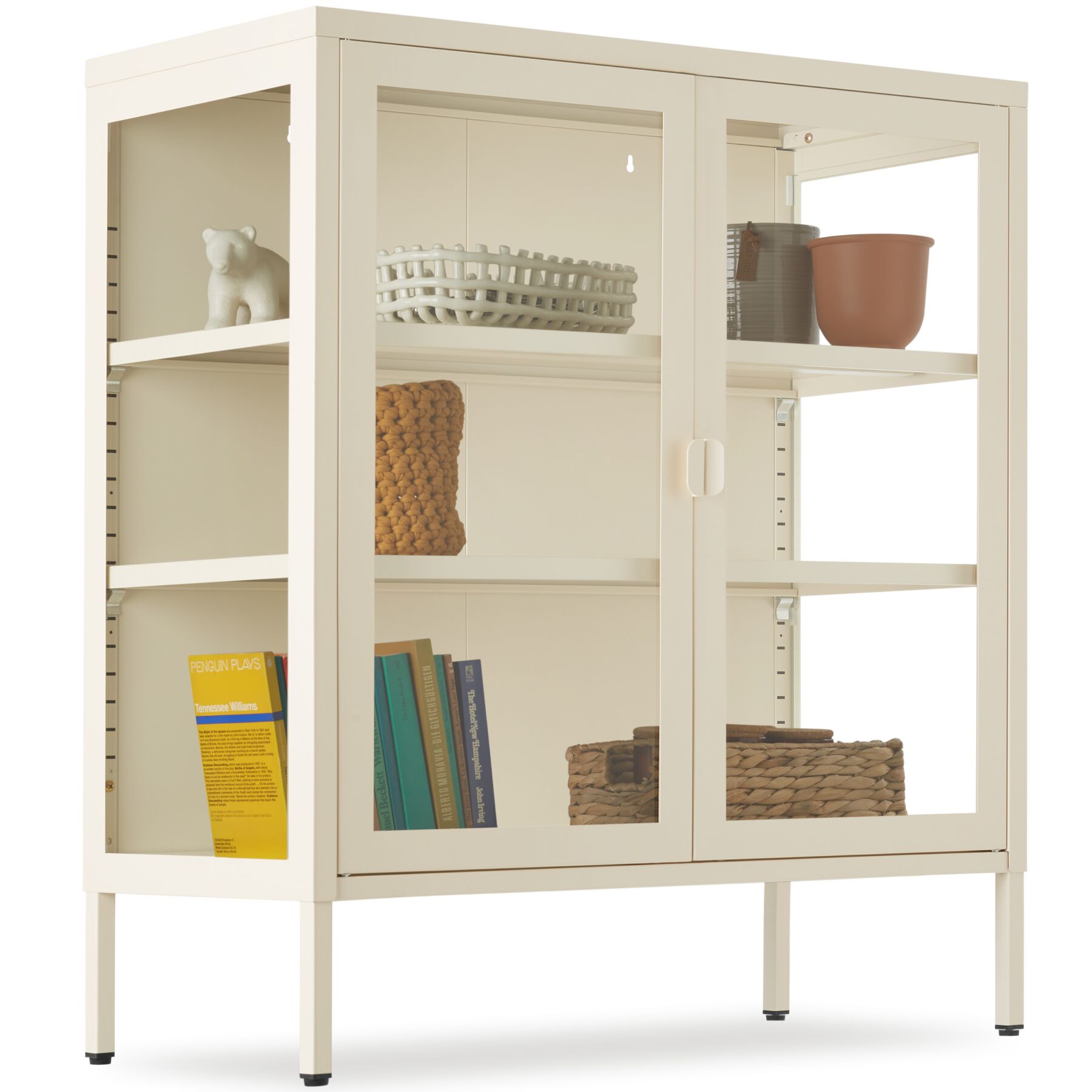 tectake&reg; Metallvitrine, Glast&uuml;ren mit Magnetverschluss, pulverbeschichteter Stahl, Kippschutz, h&ouml;henverstellbare F&uuml;&szlig;e 