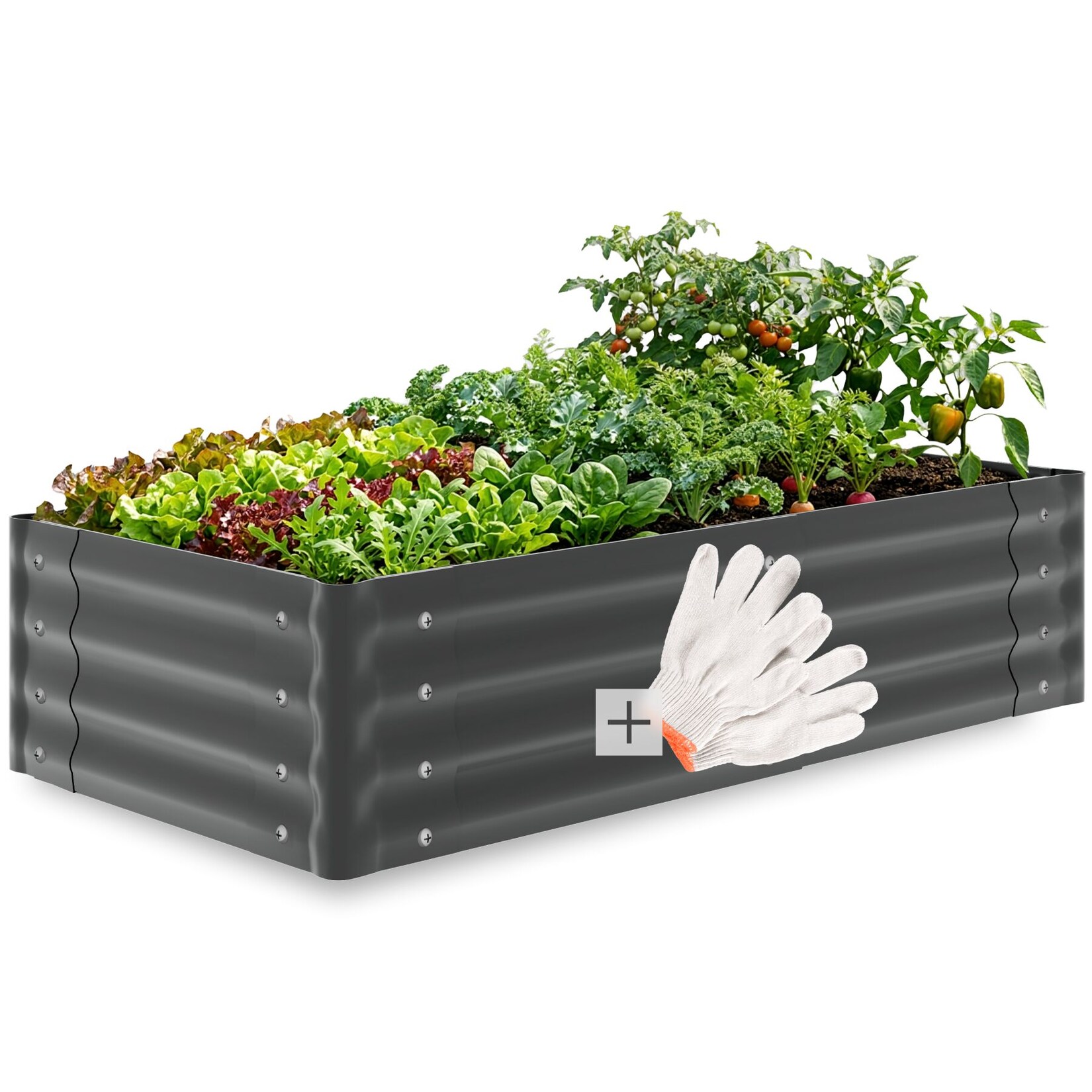 tectake® Hochbeet, aus verzinktem Stahl, stabil, sicher, witterungsbeständig, mit offenem Boden und abgerundeten Kanten