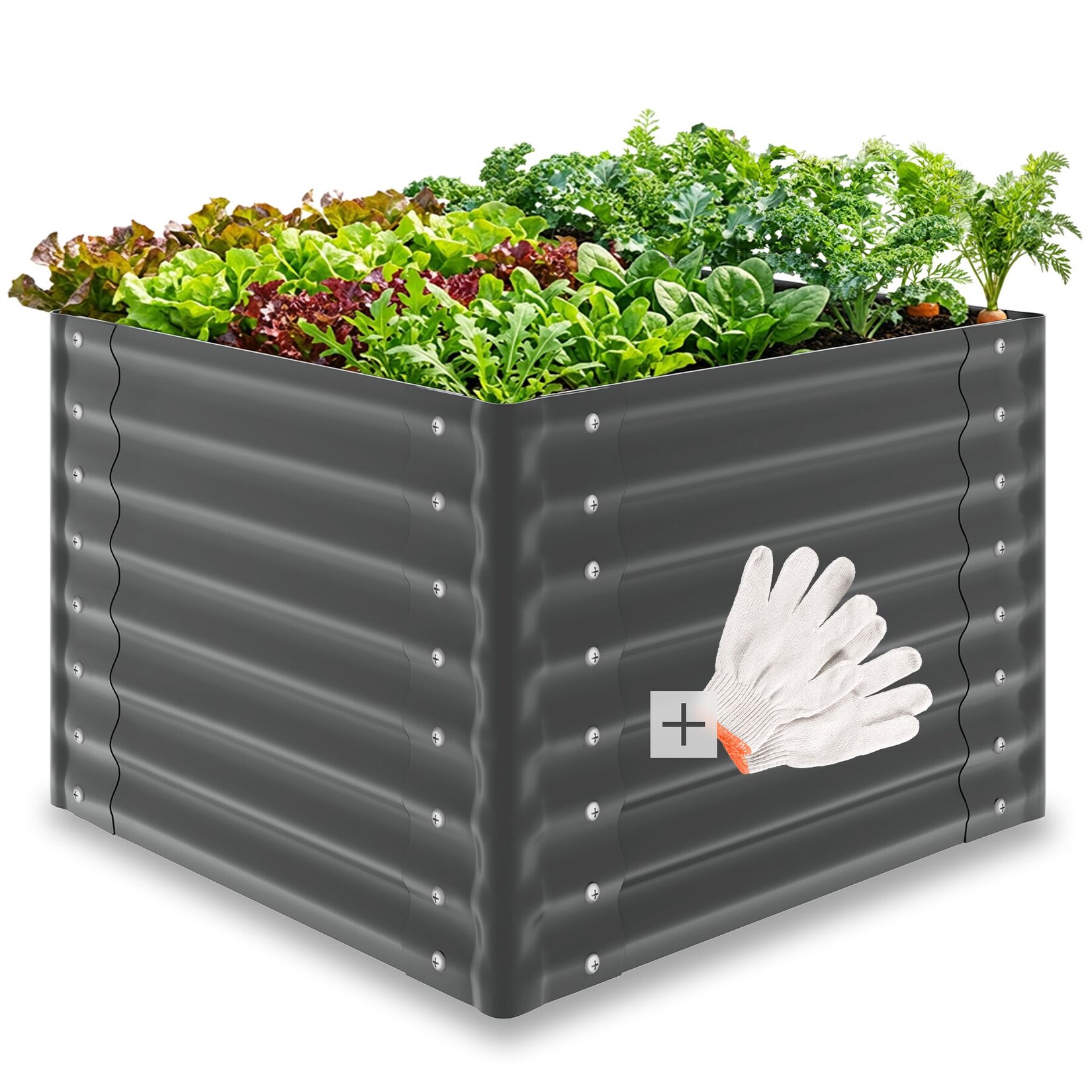 tectake® Hochbeet, aus verzinktem Stahl, stabil, sicher, witterungsbeständig, mit offenem Boden und abgerundeten Kanten
