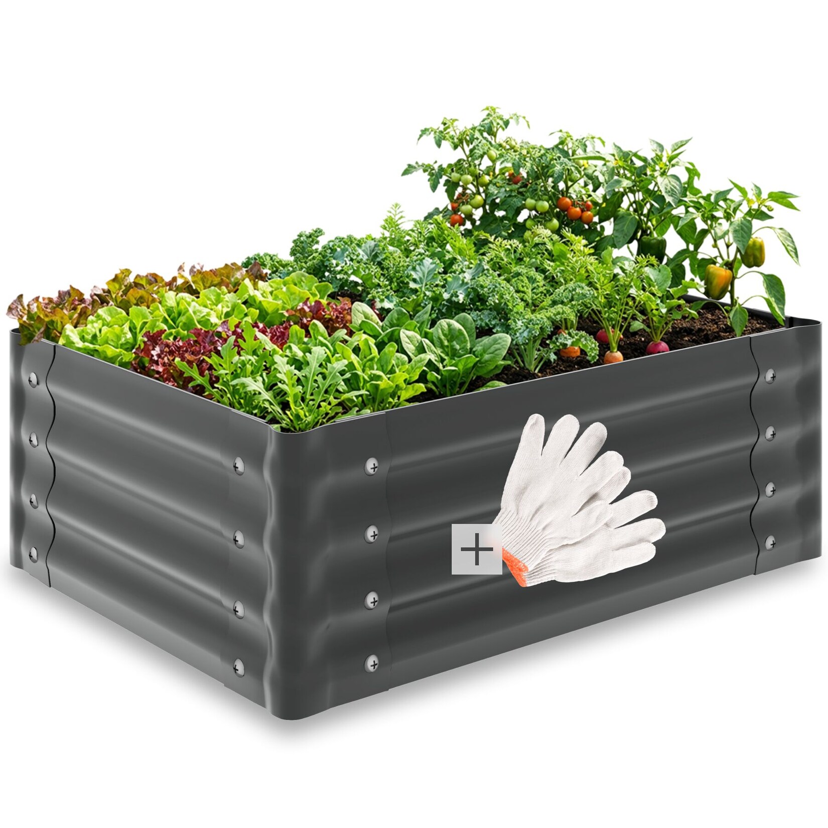 tectake® Hochbeet, aus verzinktem Stahl, stabil, sicher, witterungsbeständig, mit offenem Boden und abgerundeten Kanten