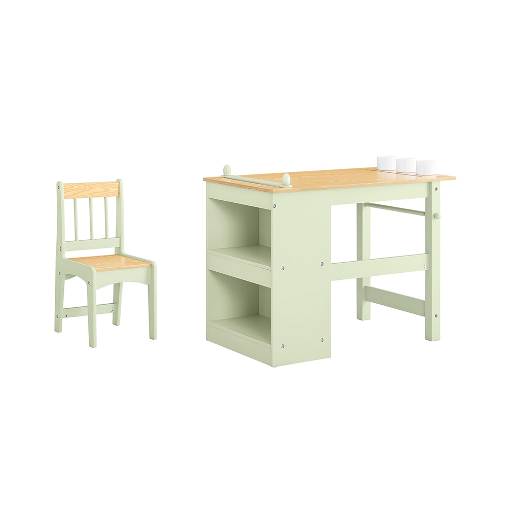 SoBuy Kindertisch mit Stuhl und 1 Ablage Gr&uuml;n 80x44x66cm Nordisch 
