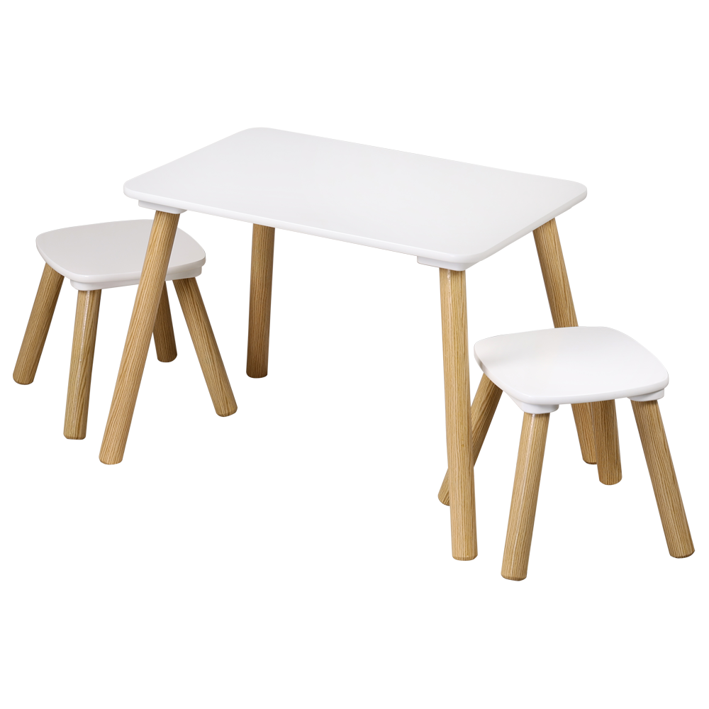 1 Kindertisch mit 2 St&uuml;hlen; wei&szlig; FSC 