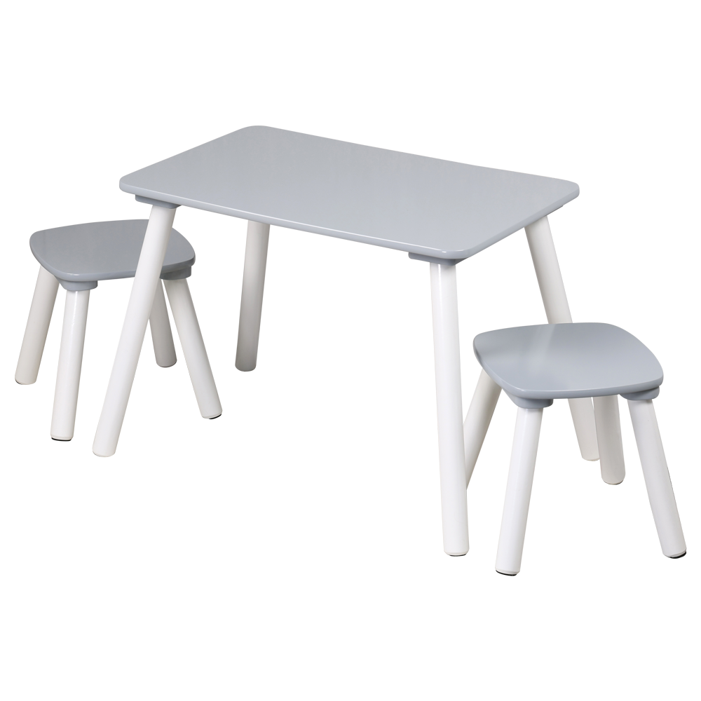 1 Kindertisch mit 2 Stühlen; grau,  FSC