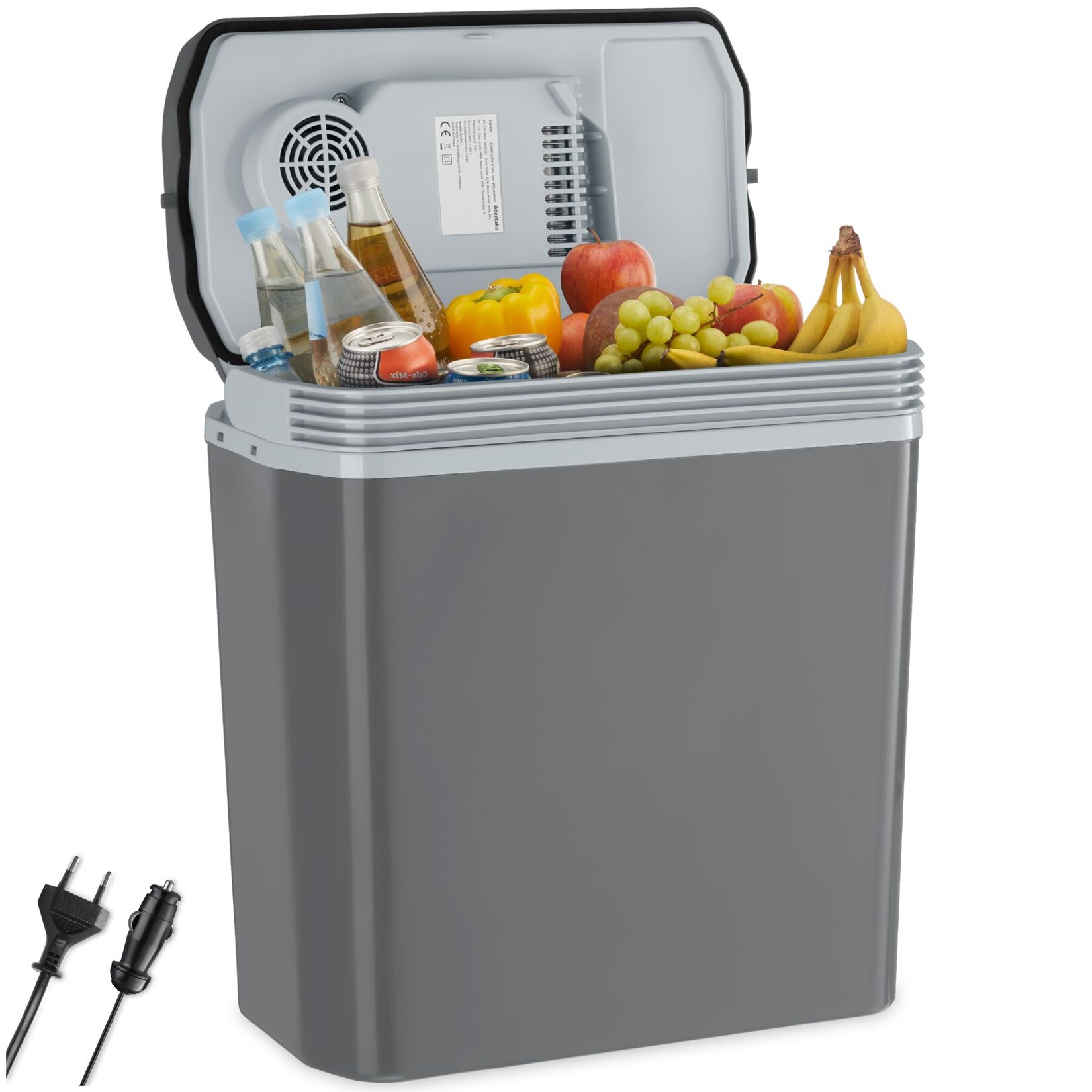 tectake® Elektrische Kühl- und Wärmebox,  Fassungsvermögen, robustes Kunststoffgehäuse, Steckdosen- und Autoanschluss