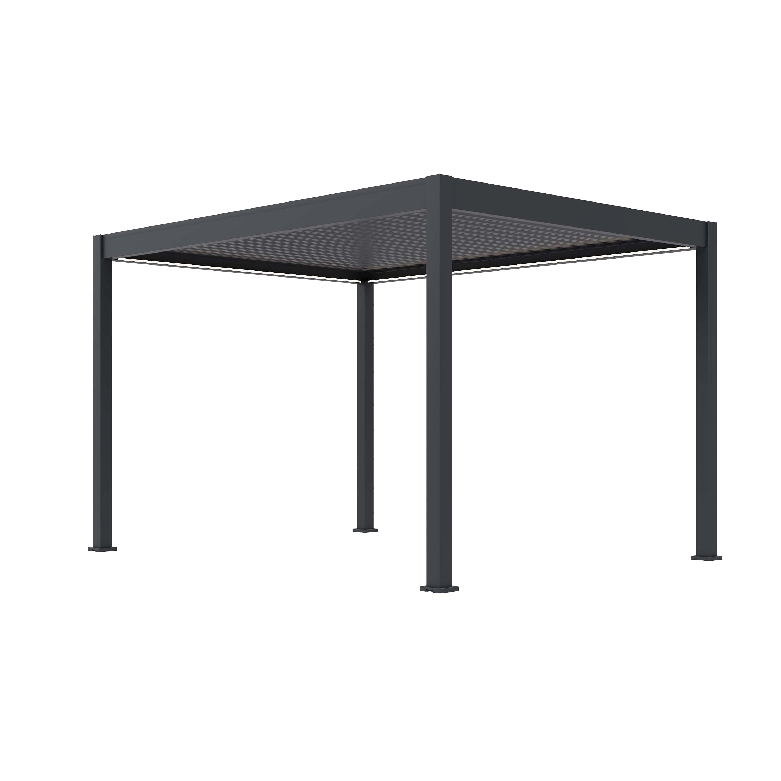 Pergoline elektrische Pergola Alu 3 m x 4 m anthrazit einwandige Lamellen 