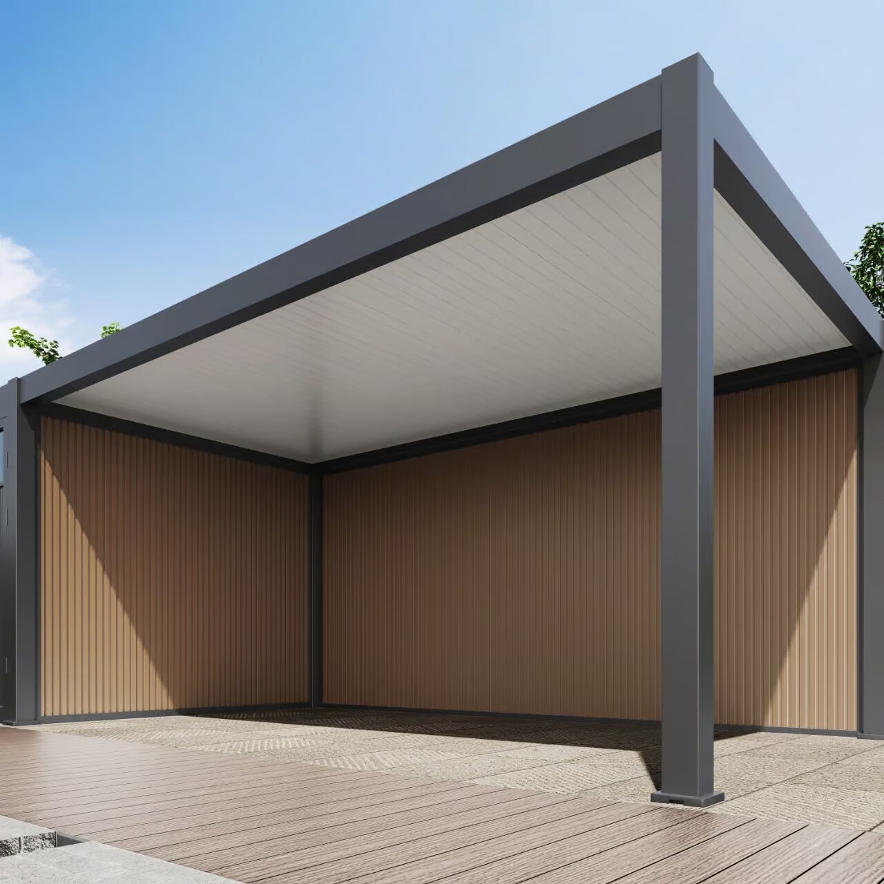 Pergoline WPC Wand Carport  3 Meter