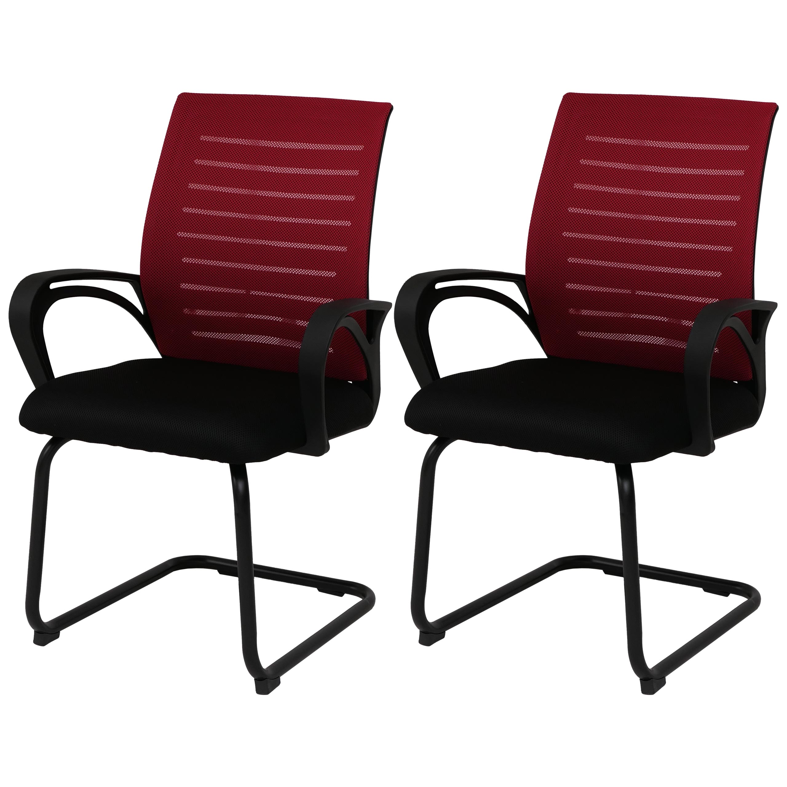 2er-Set Esszimmerstuhl MCW-K51, Stuhl Armlehne, Stoff/Textil (250g/m&sup2;) MVG ~ rot, Gestell schwarz 