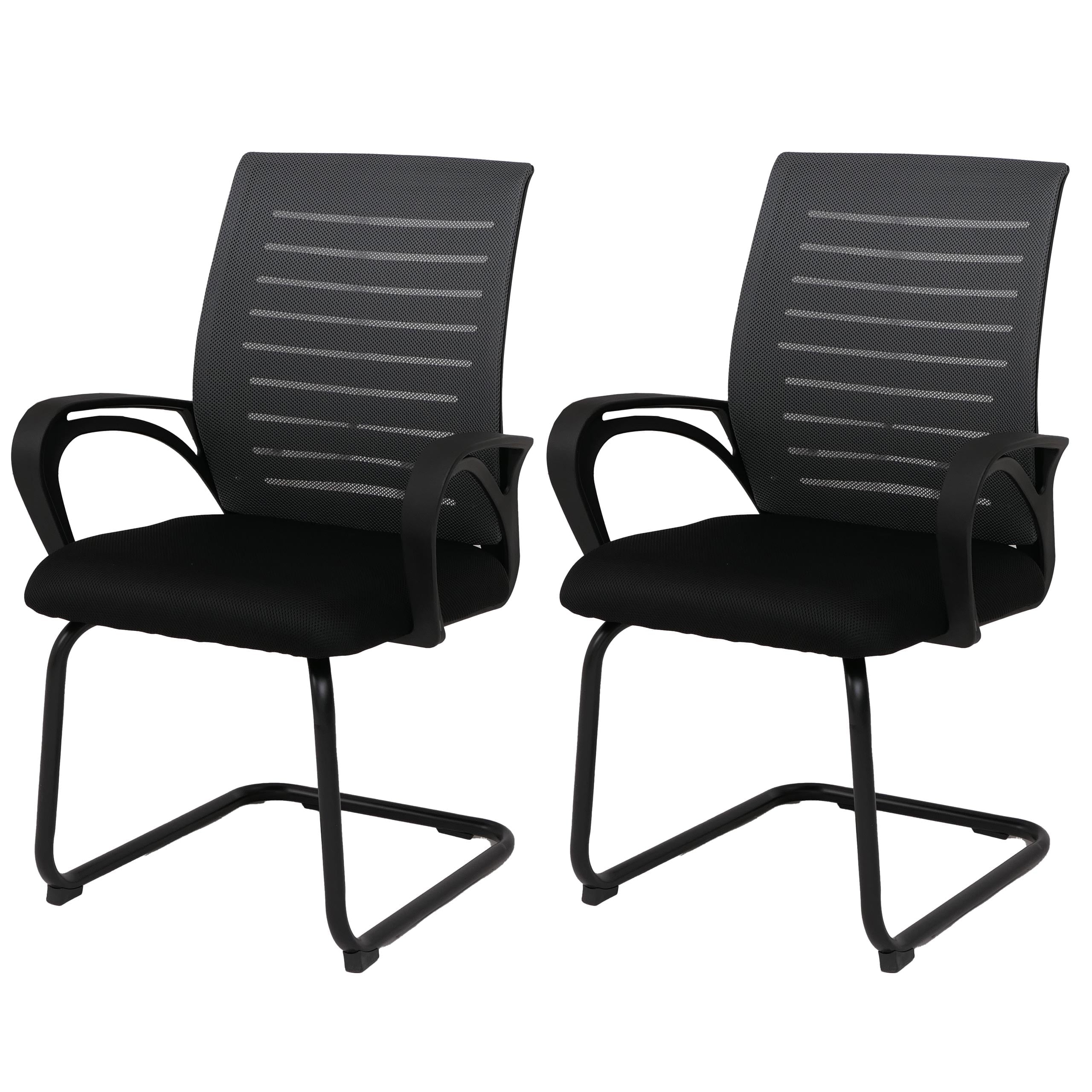 2er-Set Konferenzstuhl MCW-K51, Besucherstuhl Freischwinger, Stoff/Textil (250g/m&sup2;) MVG ~ grau, Gestell schwarz 