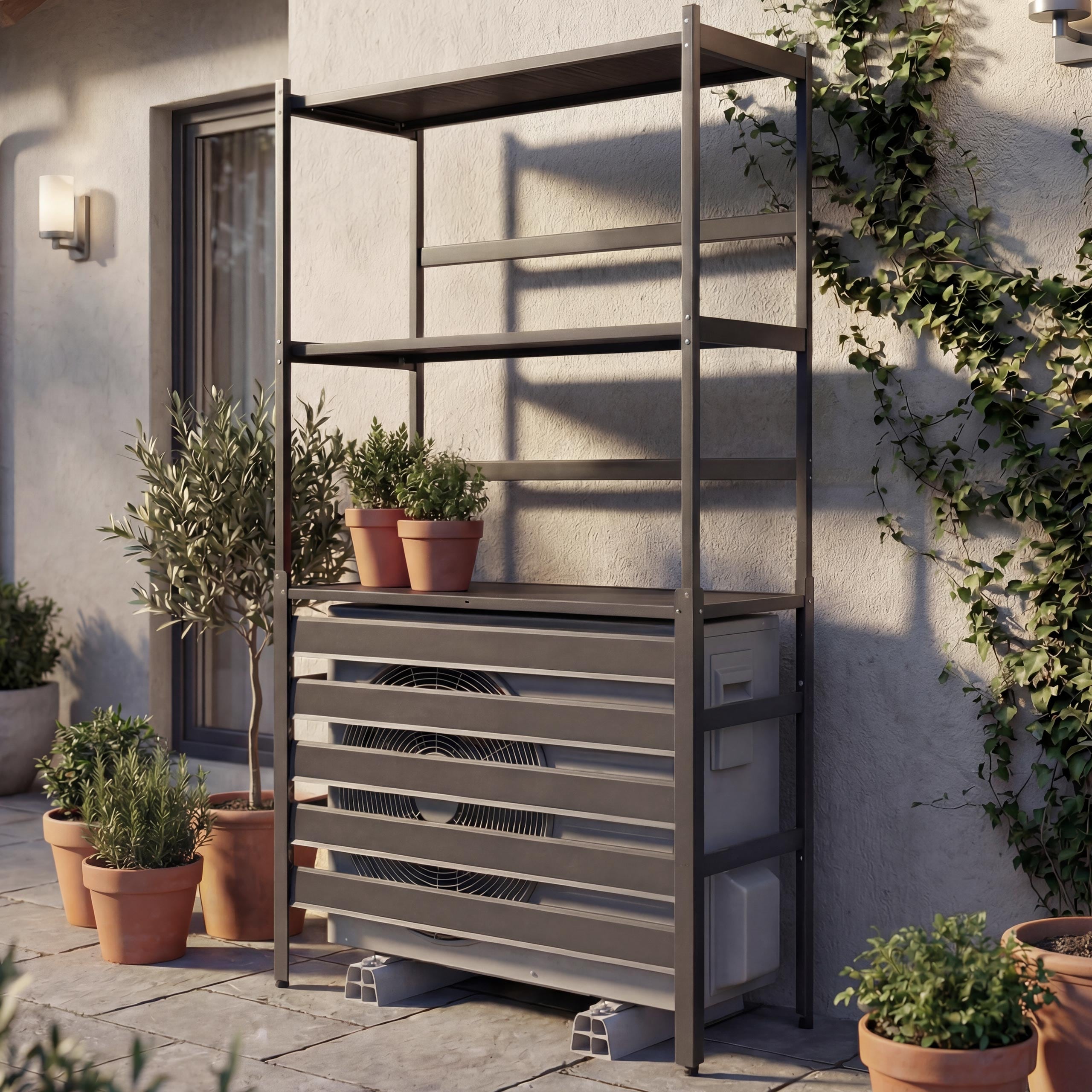 Aluminium Verkleidung f&uuml;r Klimaanlage/W&auml;rmetauscher MCW-P95, Abdeckung Schutzgitter Regal 163x90x38cm ~ anthrazit 