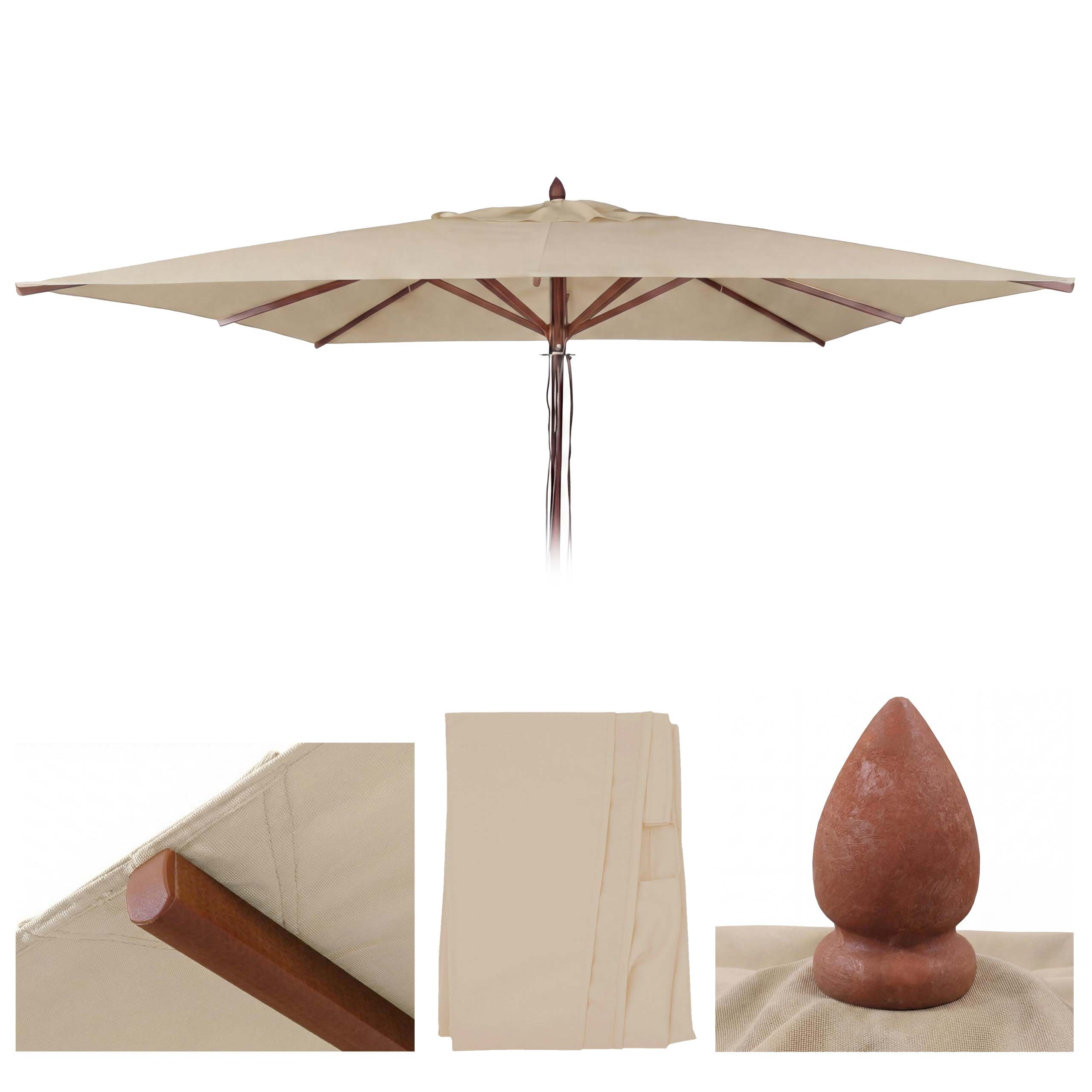 Ersatz-Bezug f&uuml;r Gastronomie Holz-Sonnenschirm MCW-C57b, Sonnenschirmbezug, eckig 4x4m Polyester ~ creme 