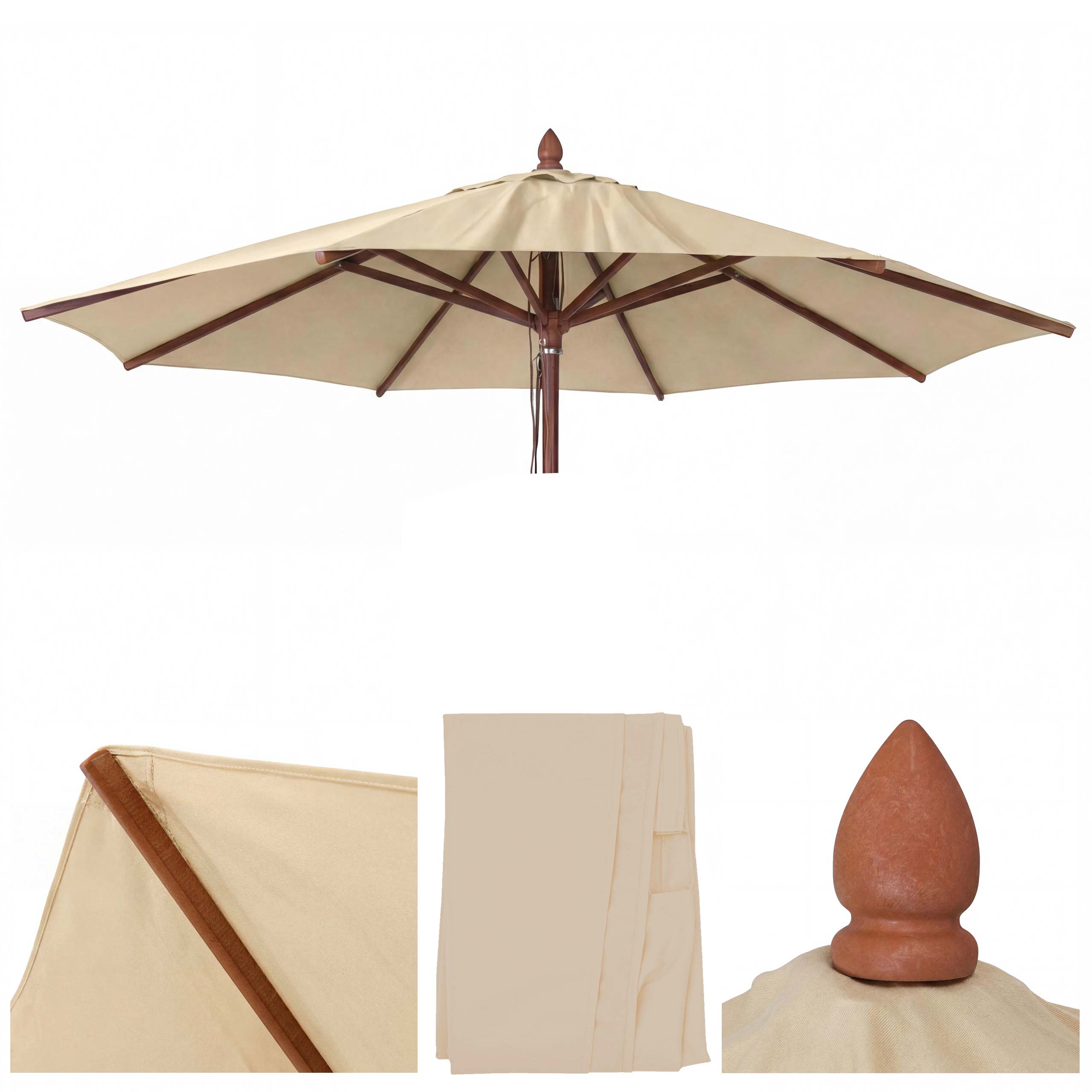Ersatz-Bezug f&uuml;r Gastronomie Holz-Sonnenschirm MCW-C57b, Sonnenschirmbezug, rund &Oslash;3m Polyester ~ creme 