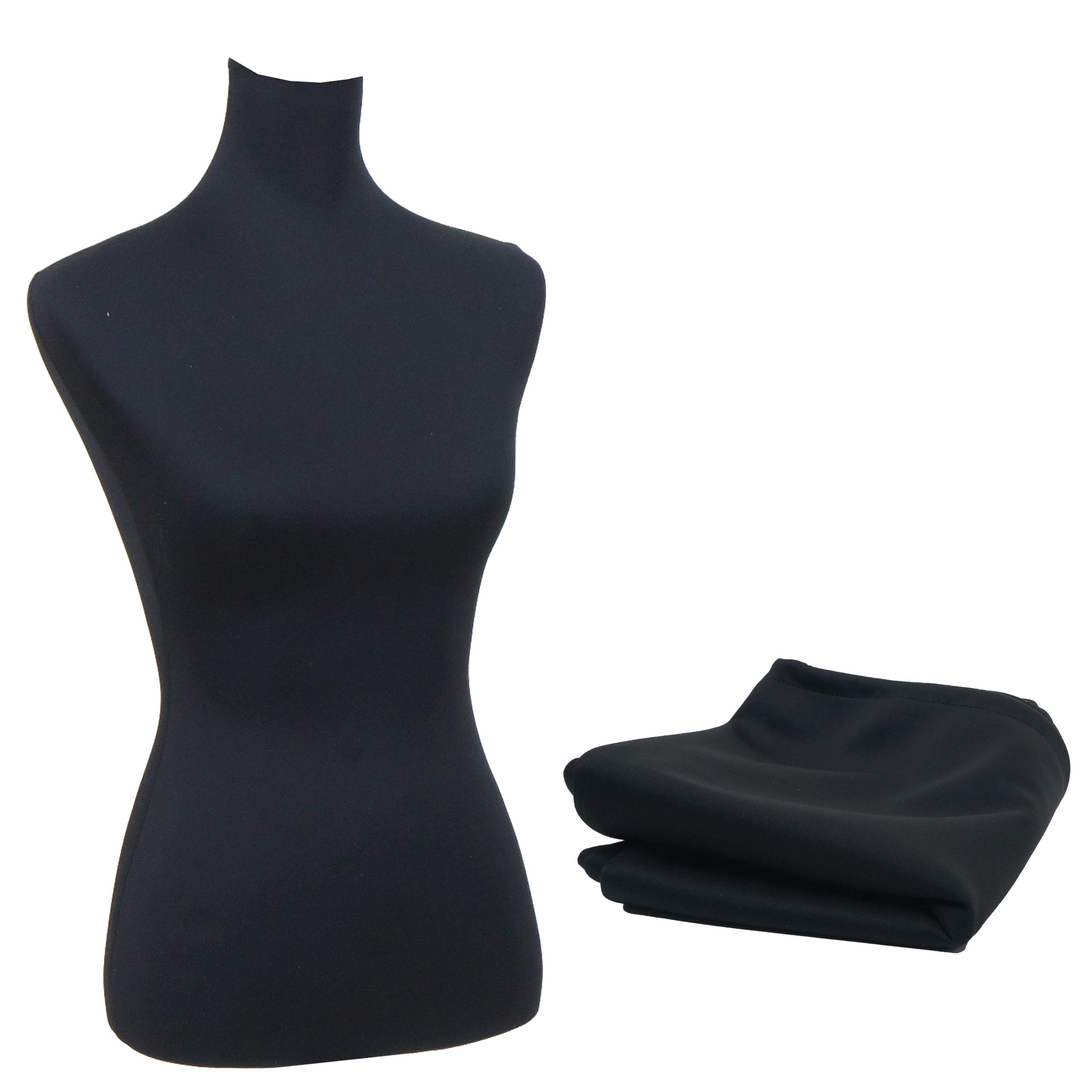 Ersatz-Bezug f&uuml;r Schneiderpuppe MCW-Q24, Stoff&uuml;berzug Schneiderpuppenbezug, Stoff/Textil ~ schwarz 